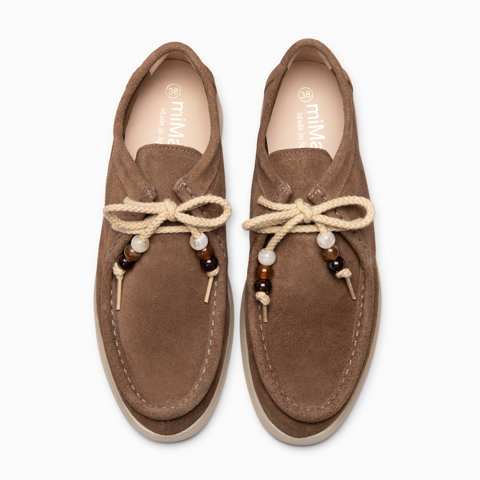 TUPI - Mocasines con cordones de serraje TAUPE