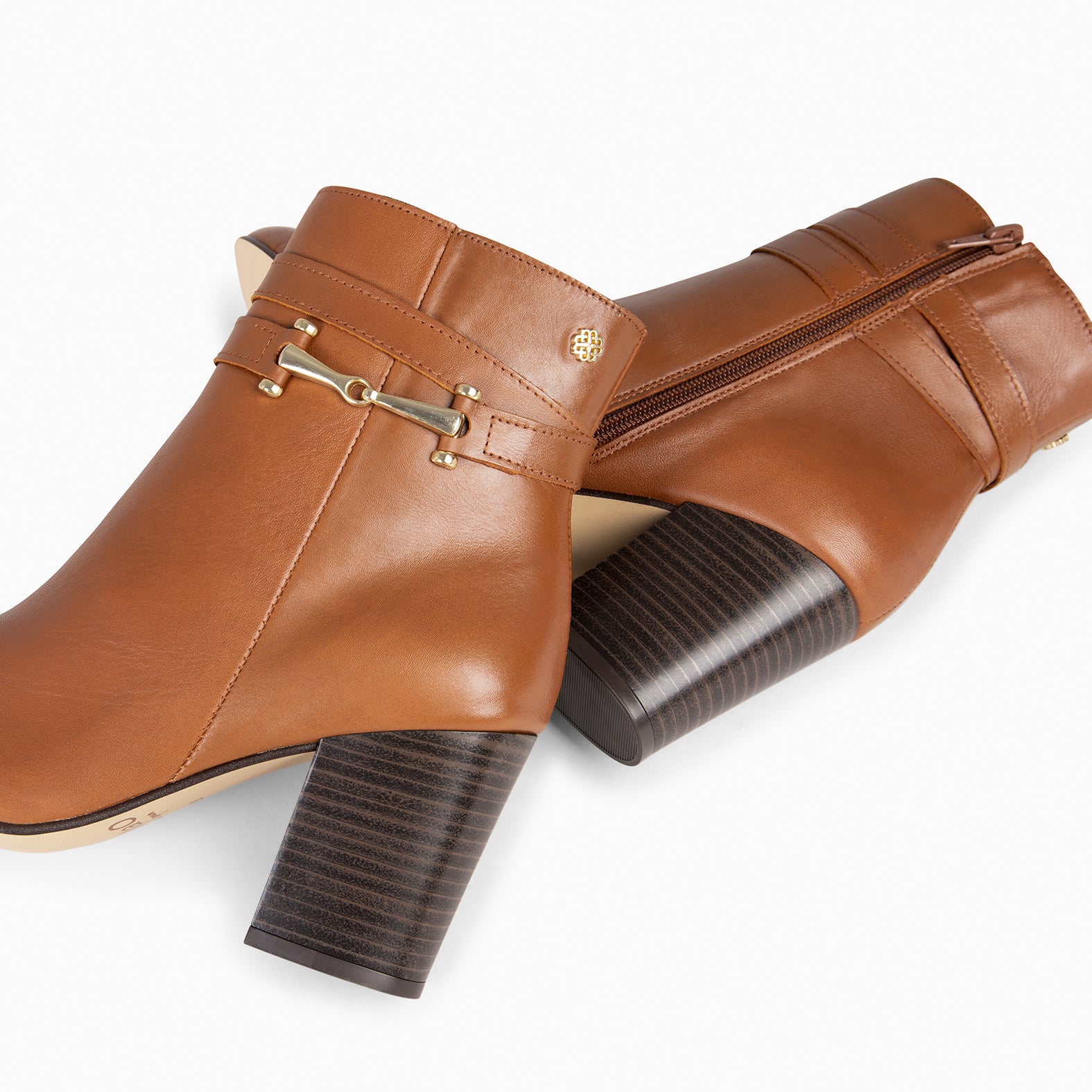 PALACE – Bottines élégantes à talon carré CAMEL