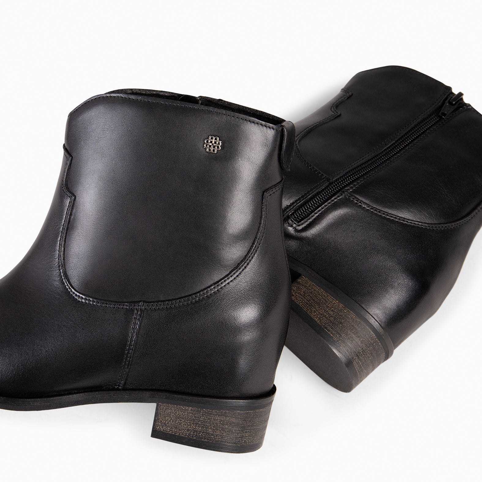 JESSY – Bottines à talon intérieur compensé en cuir NOIR