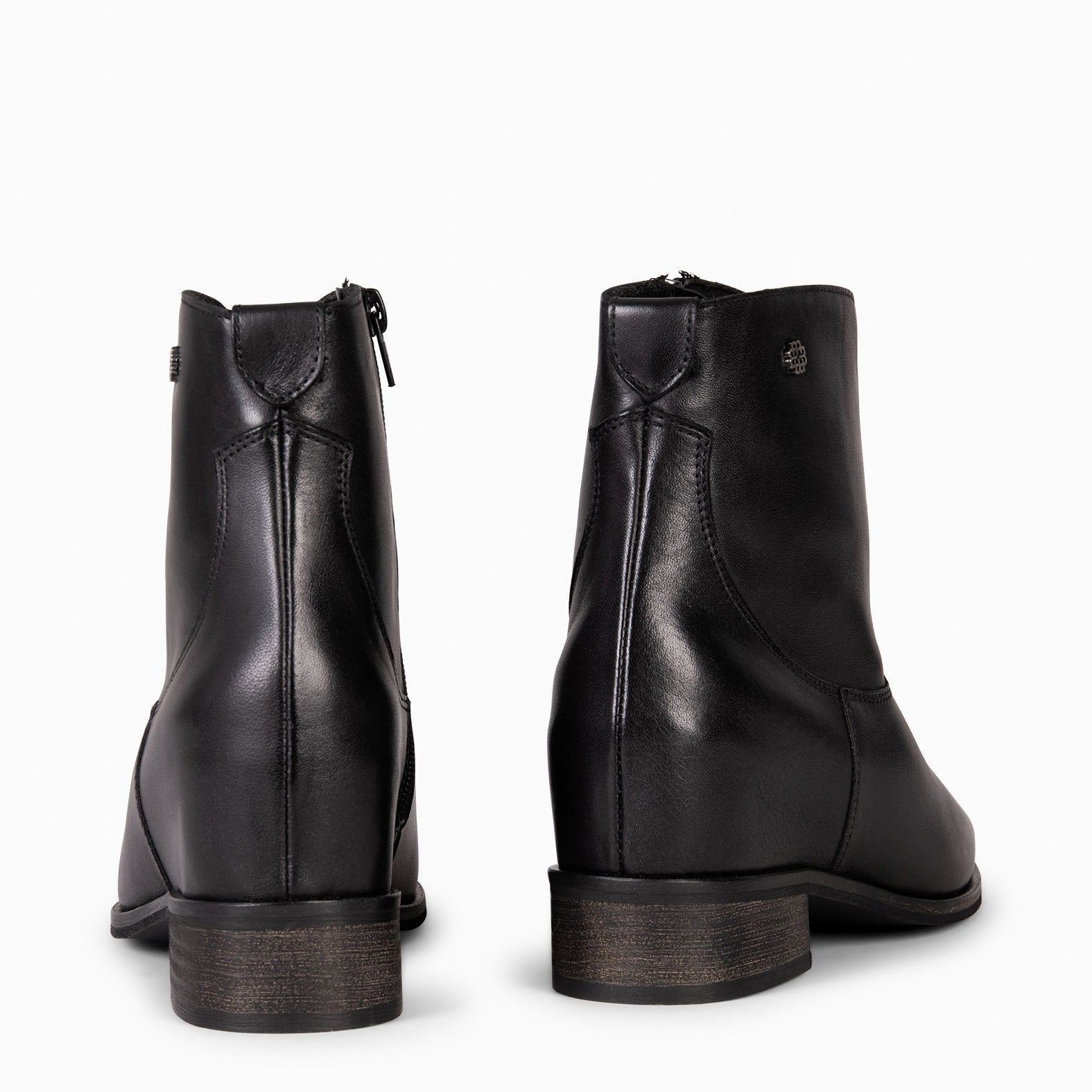 JESSY – Bottines à talon intérieur compensé en cuir NOIR