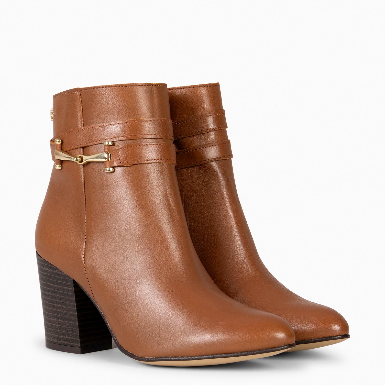 PALACE – Bottines élégantes à talon carré CAMEL