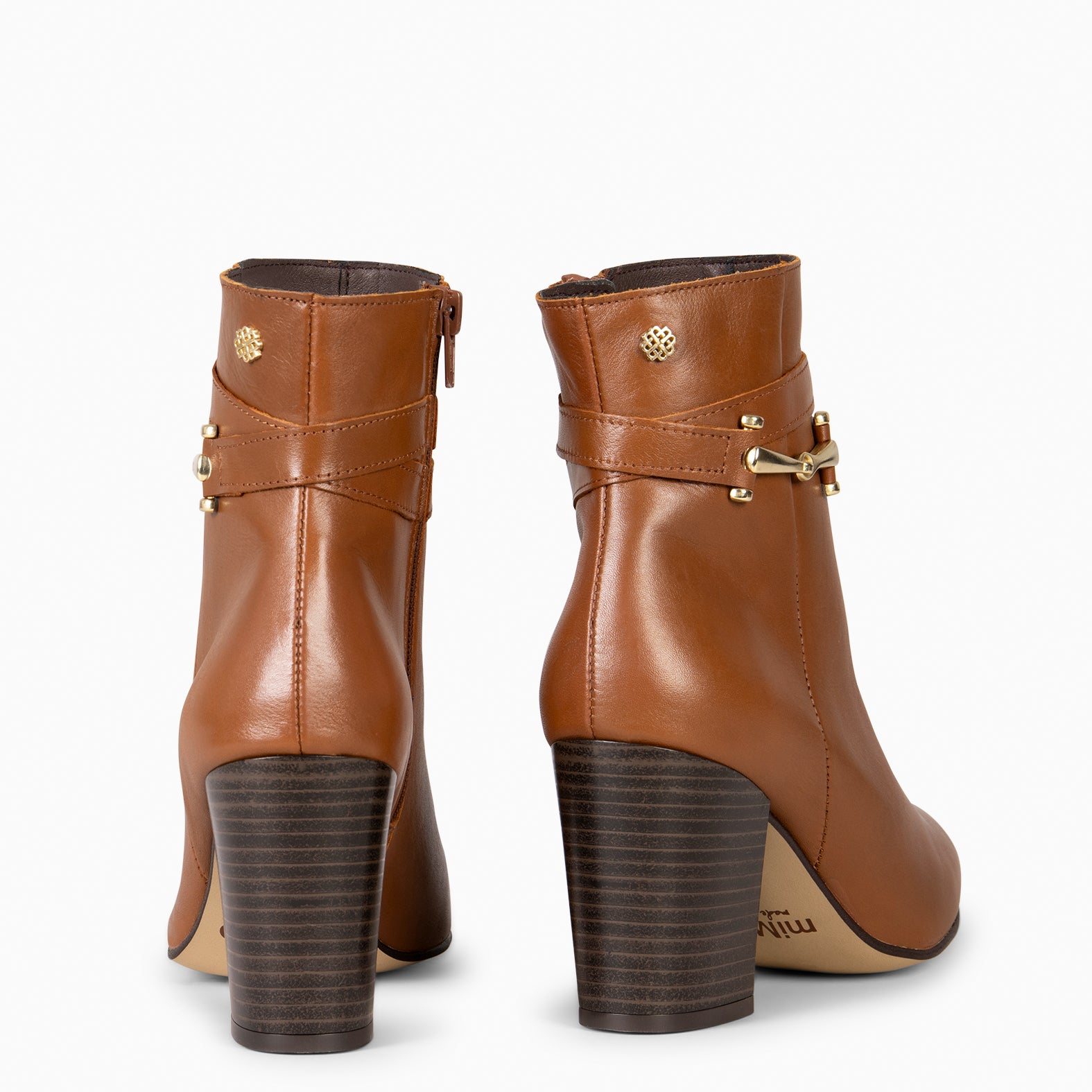 PALACE – Bottines élégantes à talon carré CAMEL