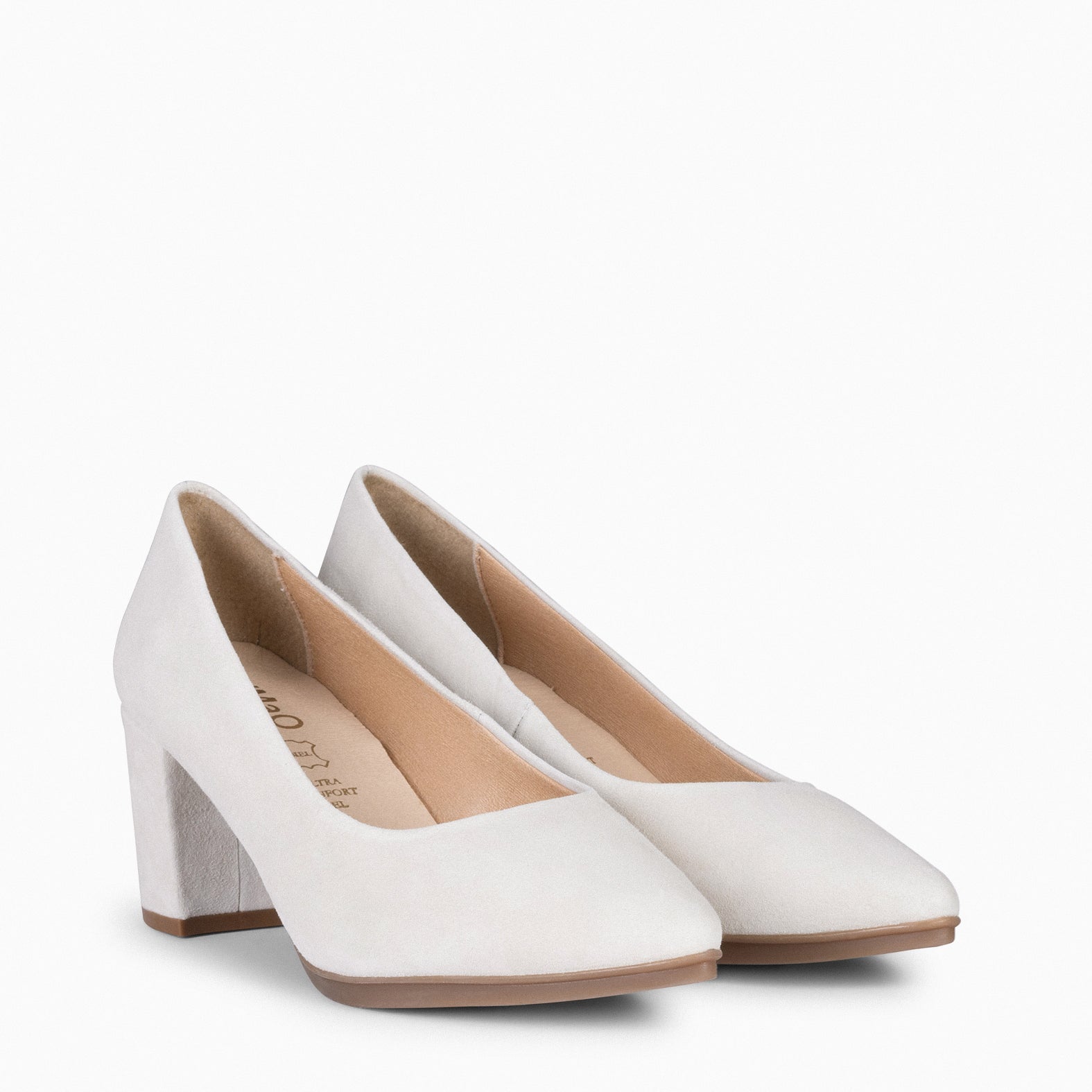 URBAN S - WHITE SUEDE MID-HEELED SHOES