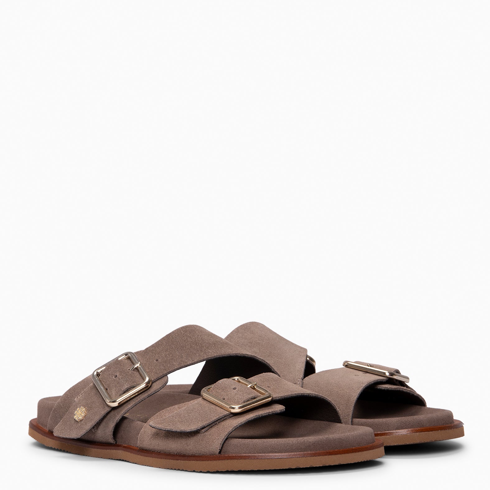 FRIDA - Sandalias tipo pala de ante MARRON