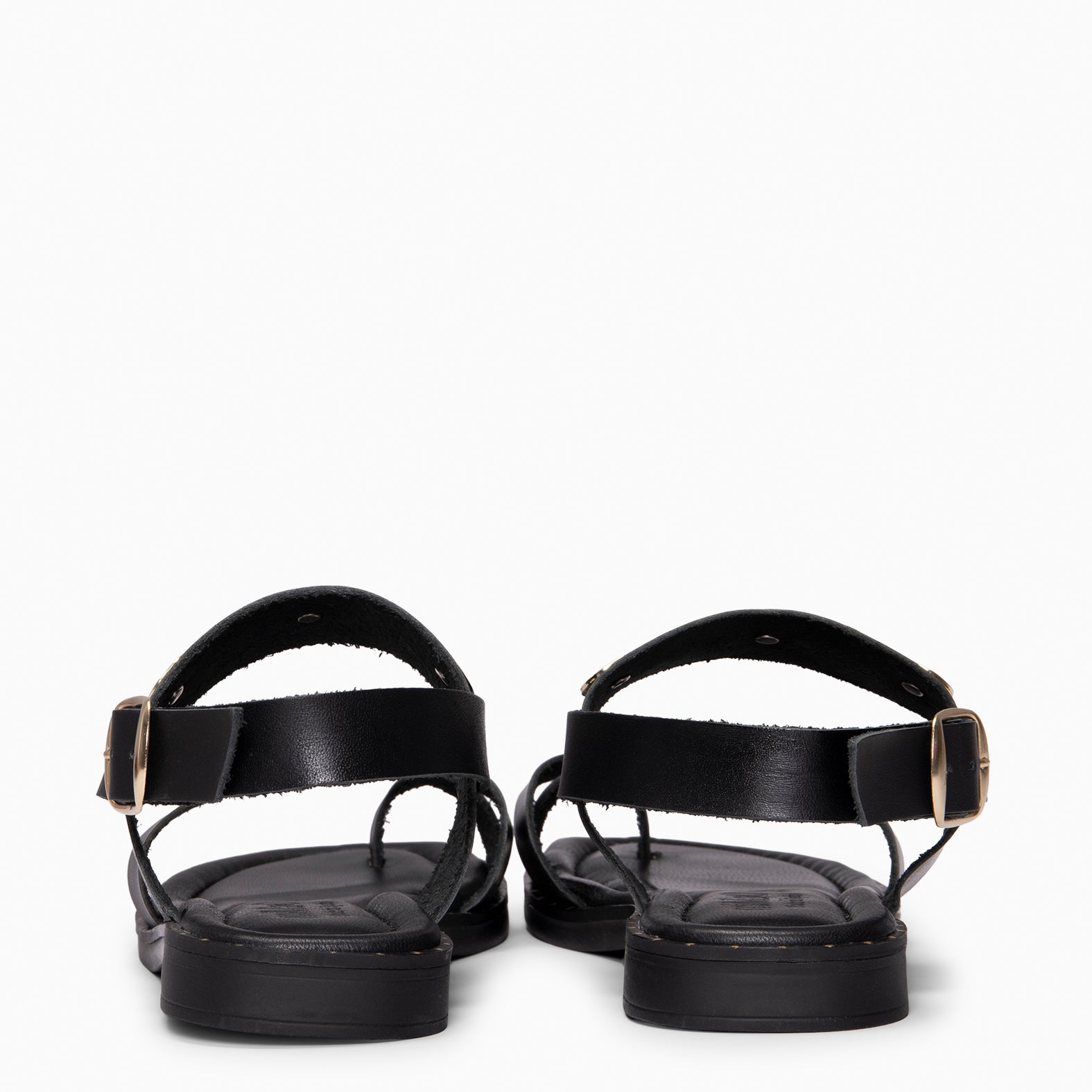 HERA - Sandalias planas de piel NEGRO
