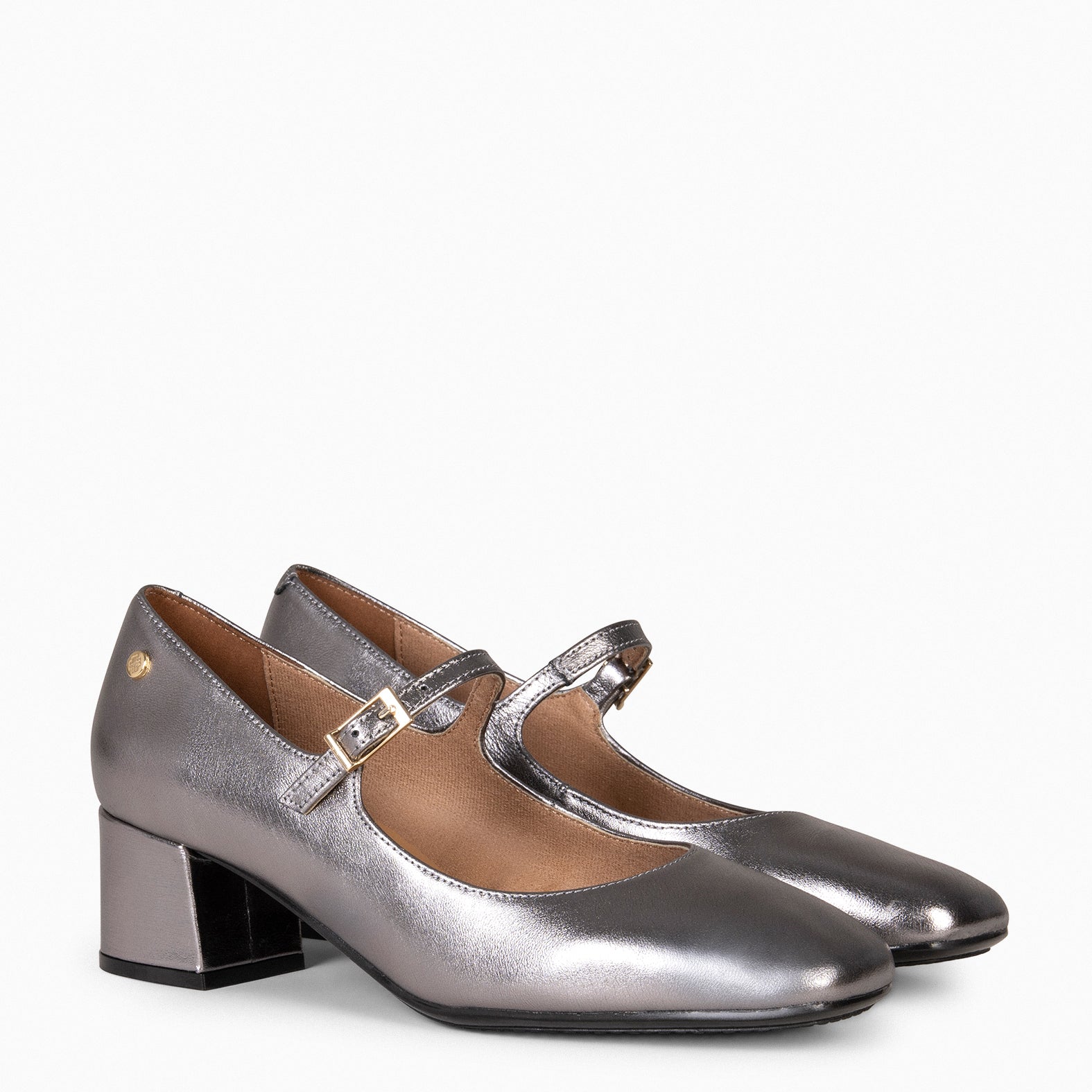 BELLA - Babies à lanière et bout carré ARGENTÉ