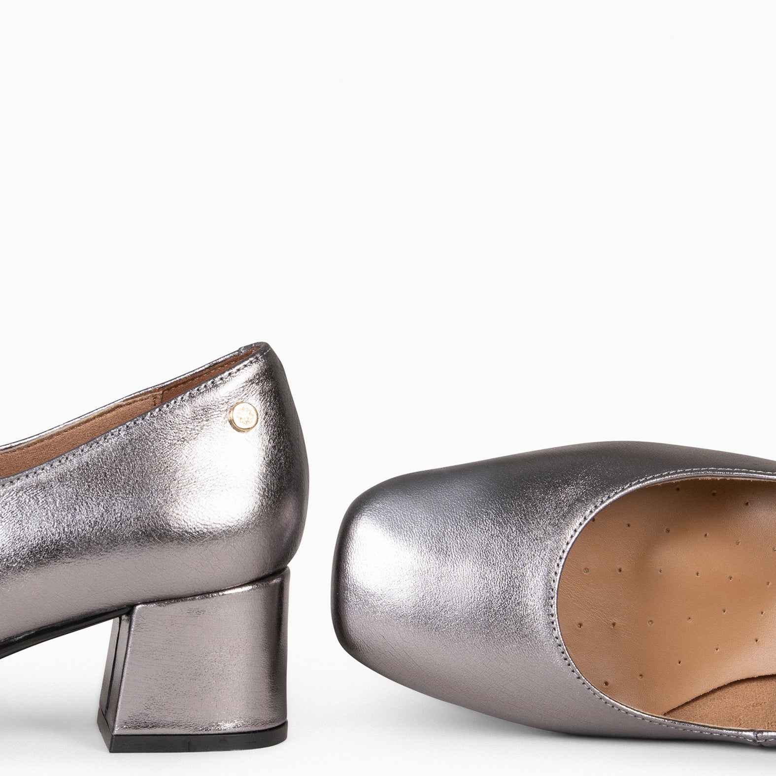 BELLA - Babies à lanière et bout carré ARGENTÉ