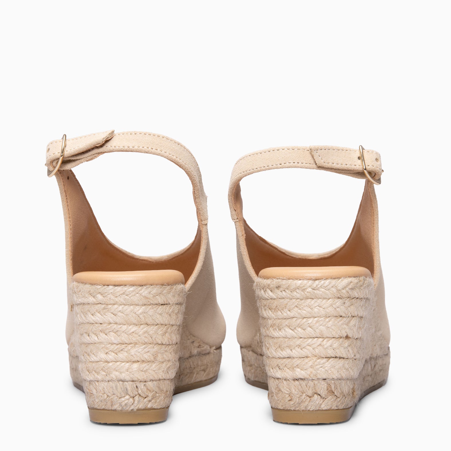 ELIAZAR - Cuña de esparto con puntera abierta BEIGE