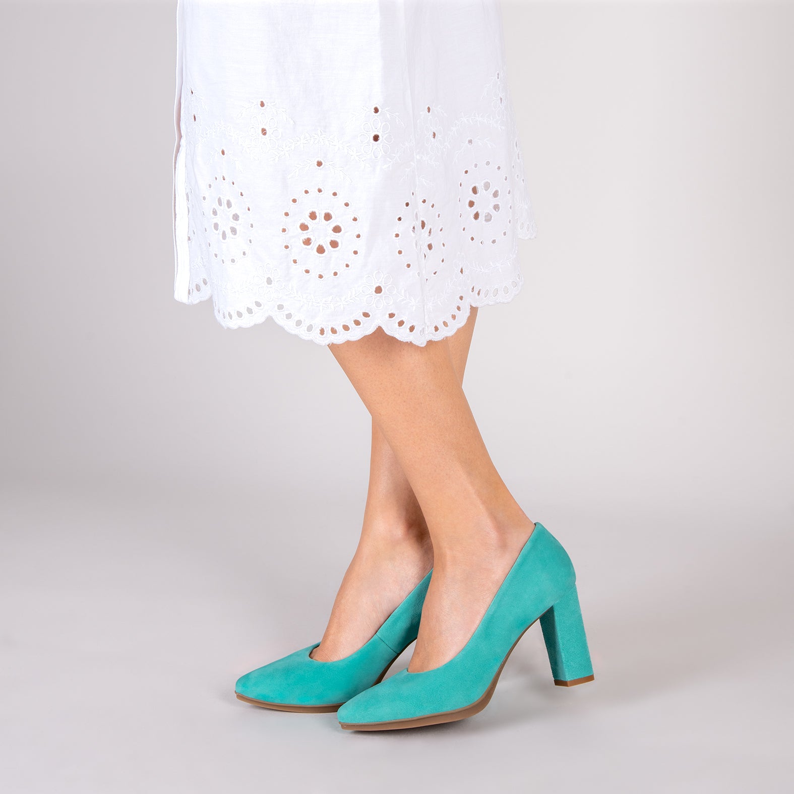URBAN – TURQUOISE Suede high-heeled shoes 