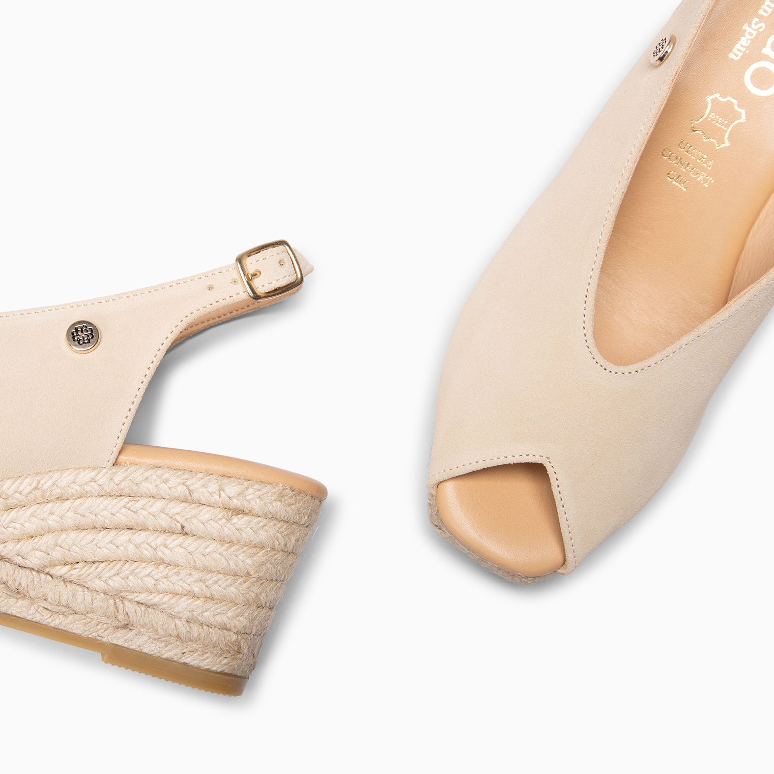 ELIAZAR - Cuña de esparto con puntera abierta BEIGE