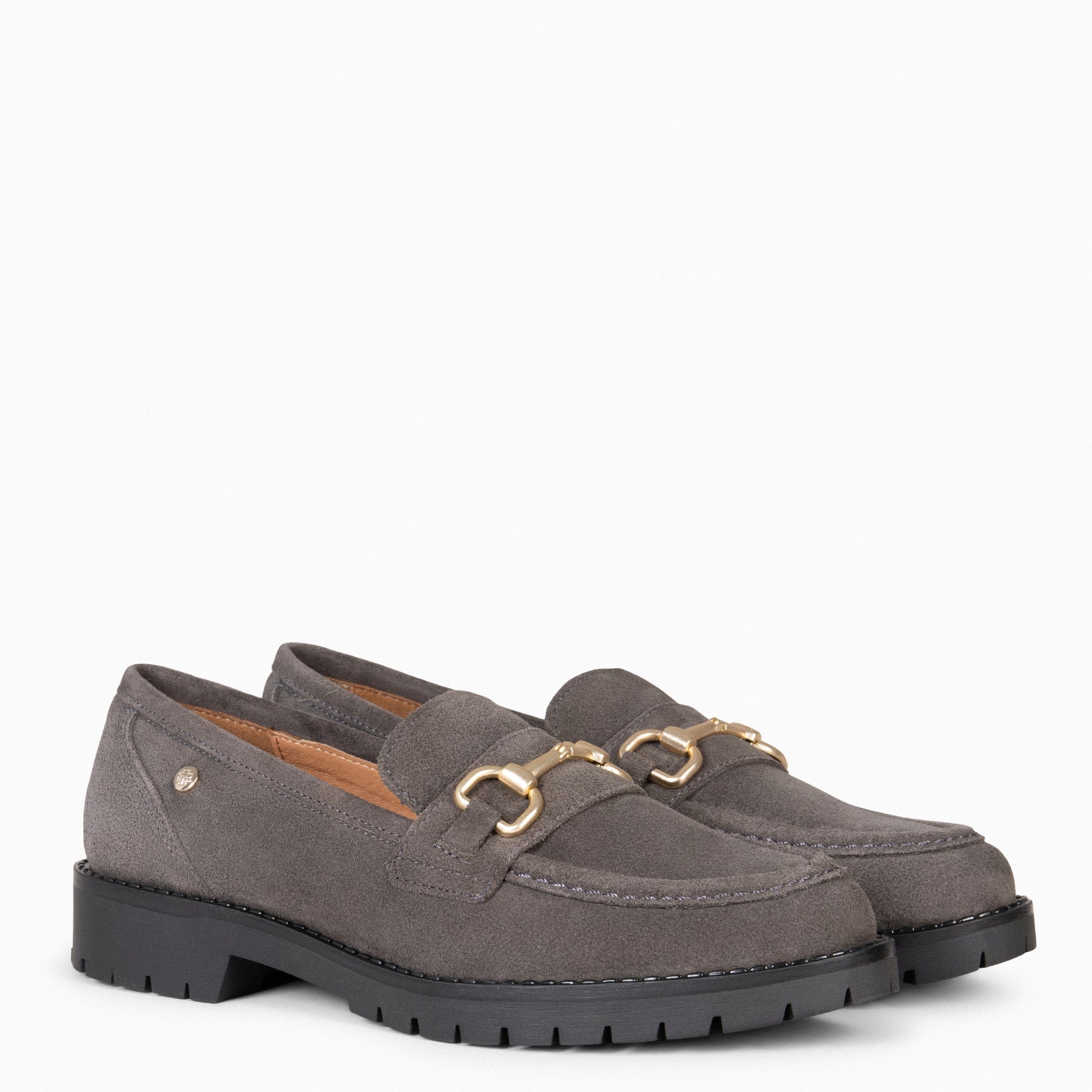 TREVILLA - Mocassins GRIS avec broche métallique