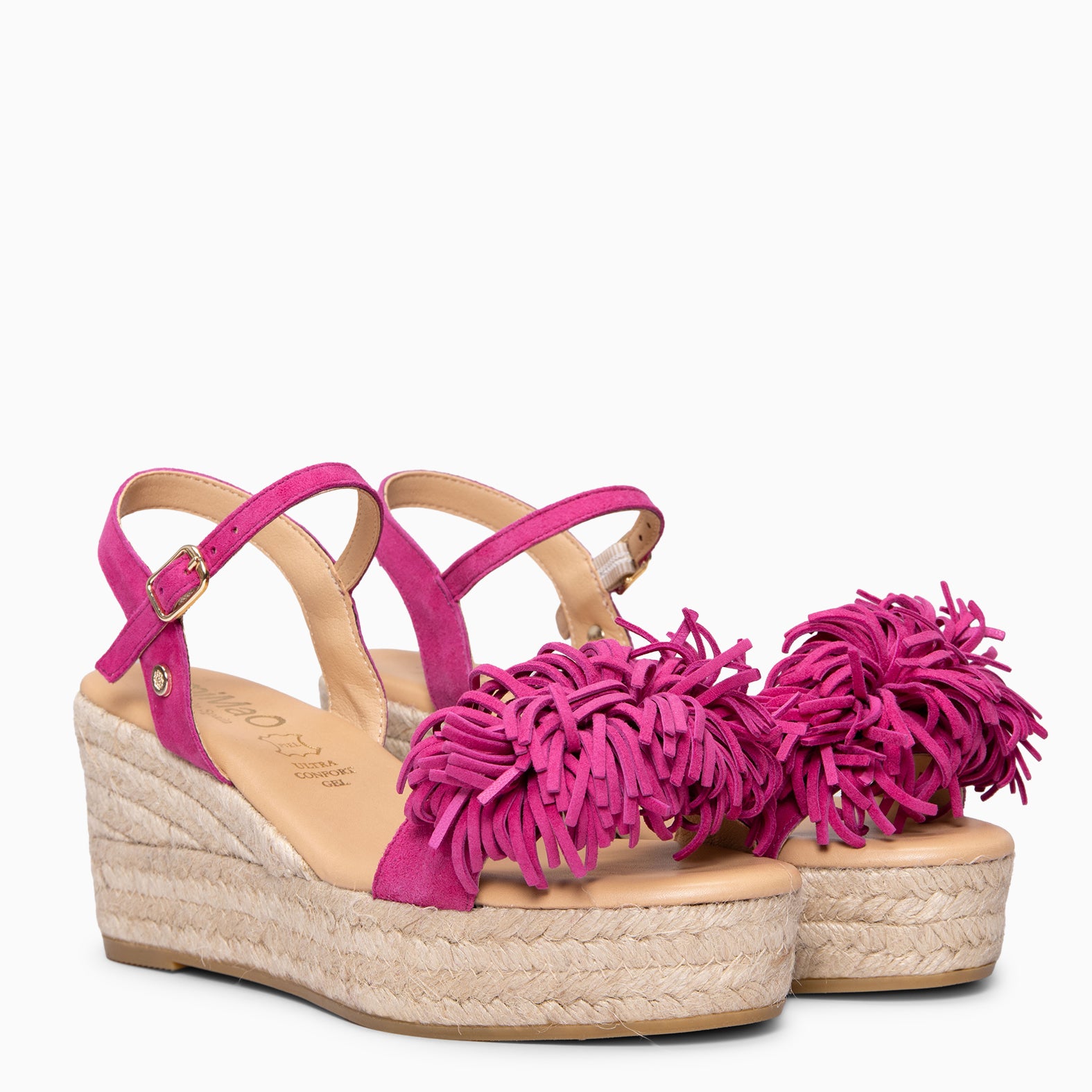 CELESTE - Cuñas de esparto de serraje FUCSIA