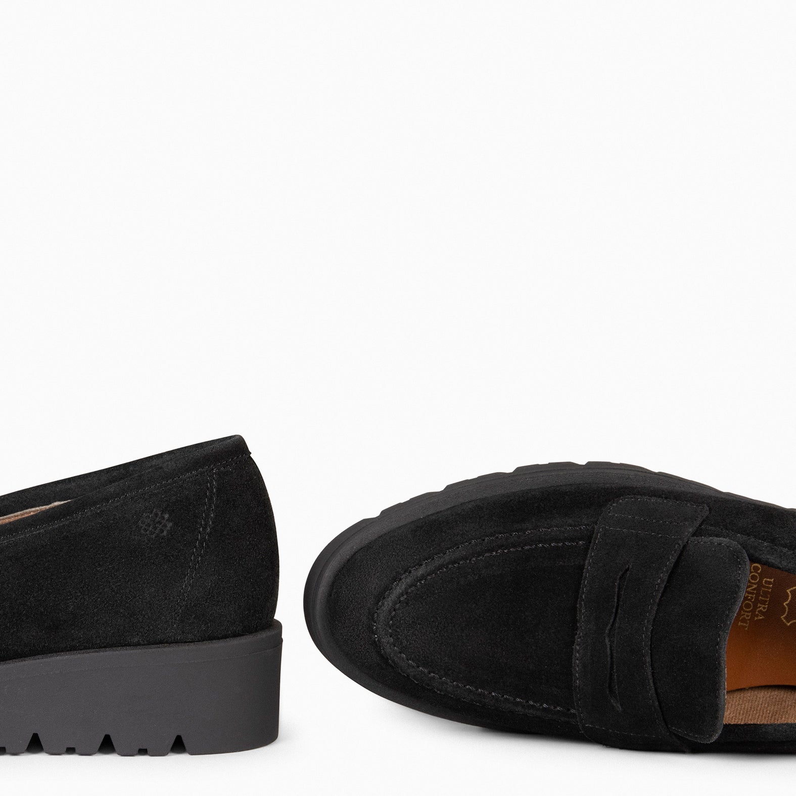 DAFNE - Mocasines de cuña de piel NEGRO