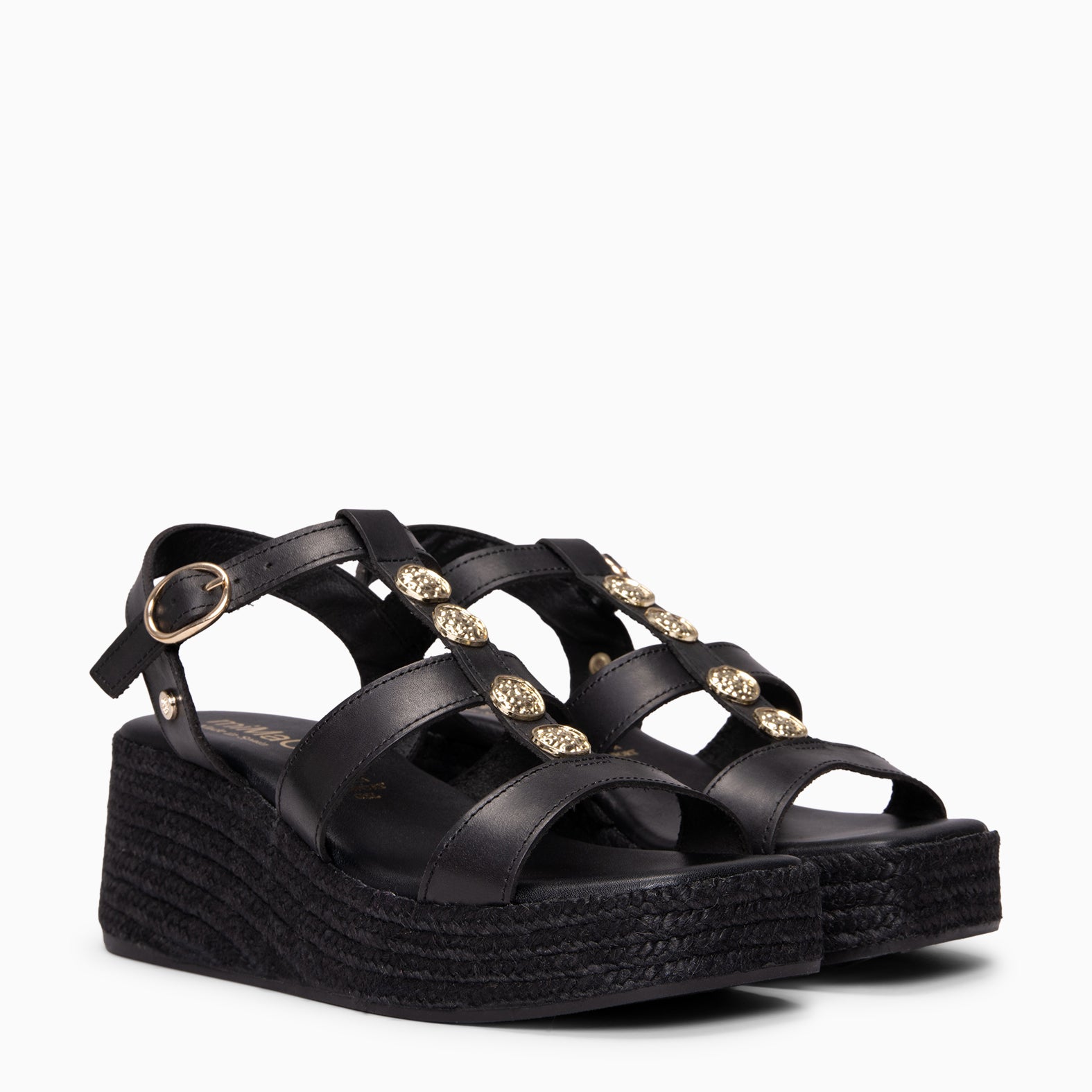 DANAE - Sandalias de plataforma de yute NEGRO