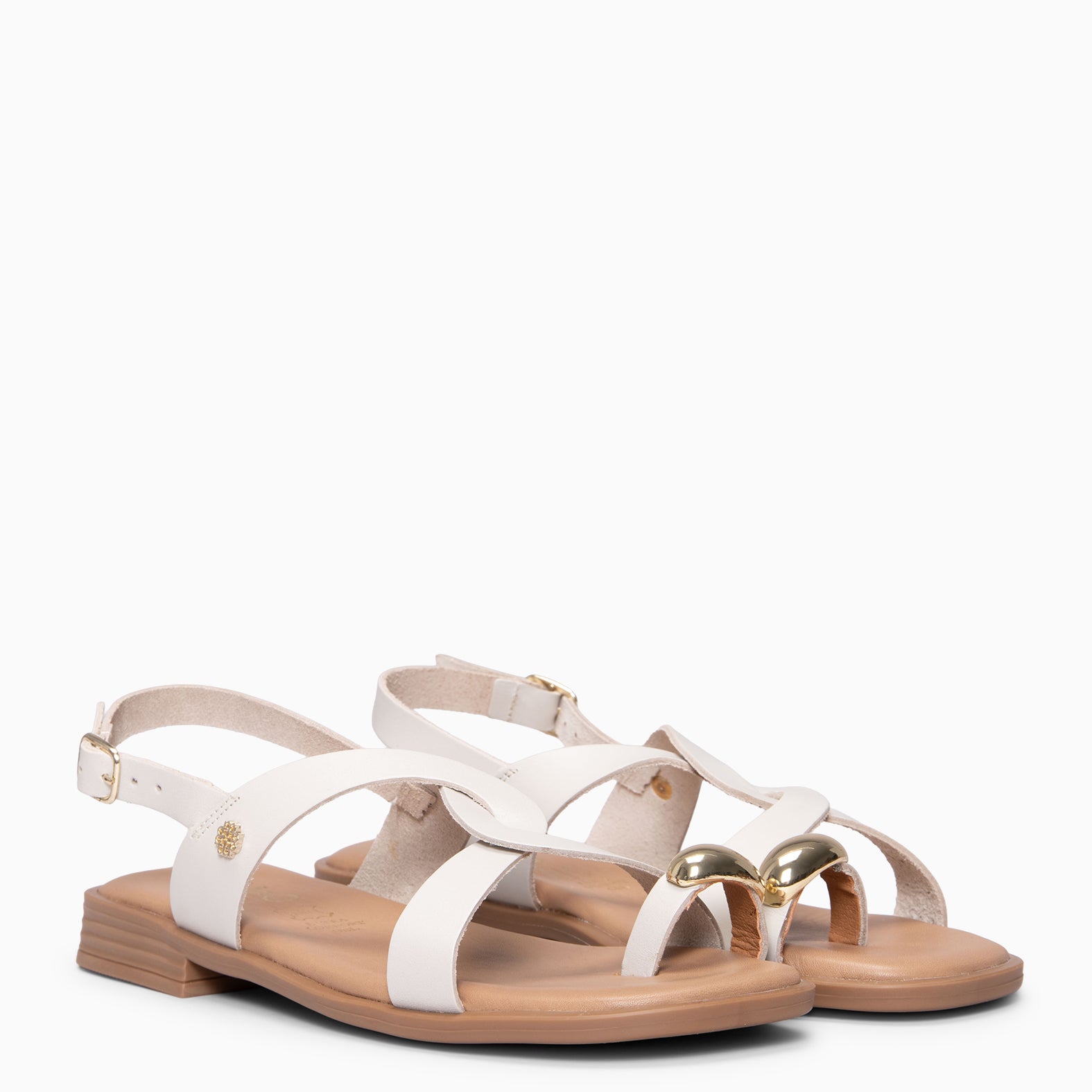 HELIA - Sandalias planas de piel MARFIL