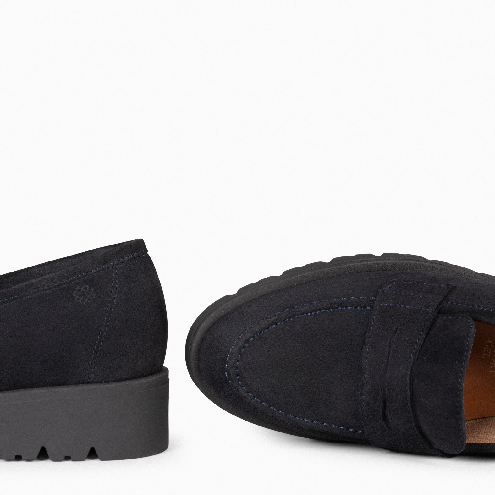 DAFNE - Mocasines de cuña de piel MARINO