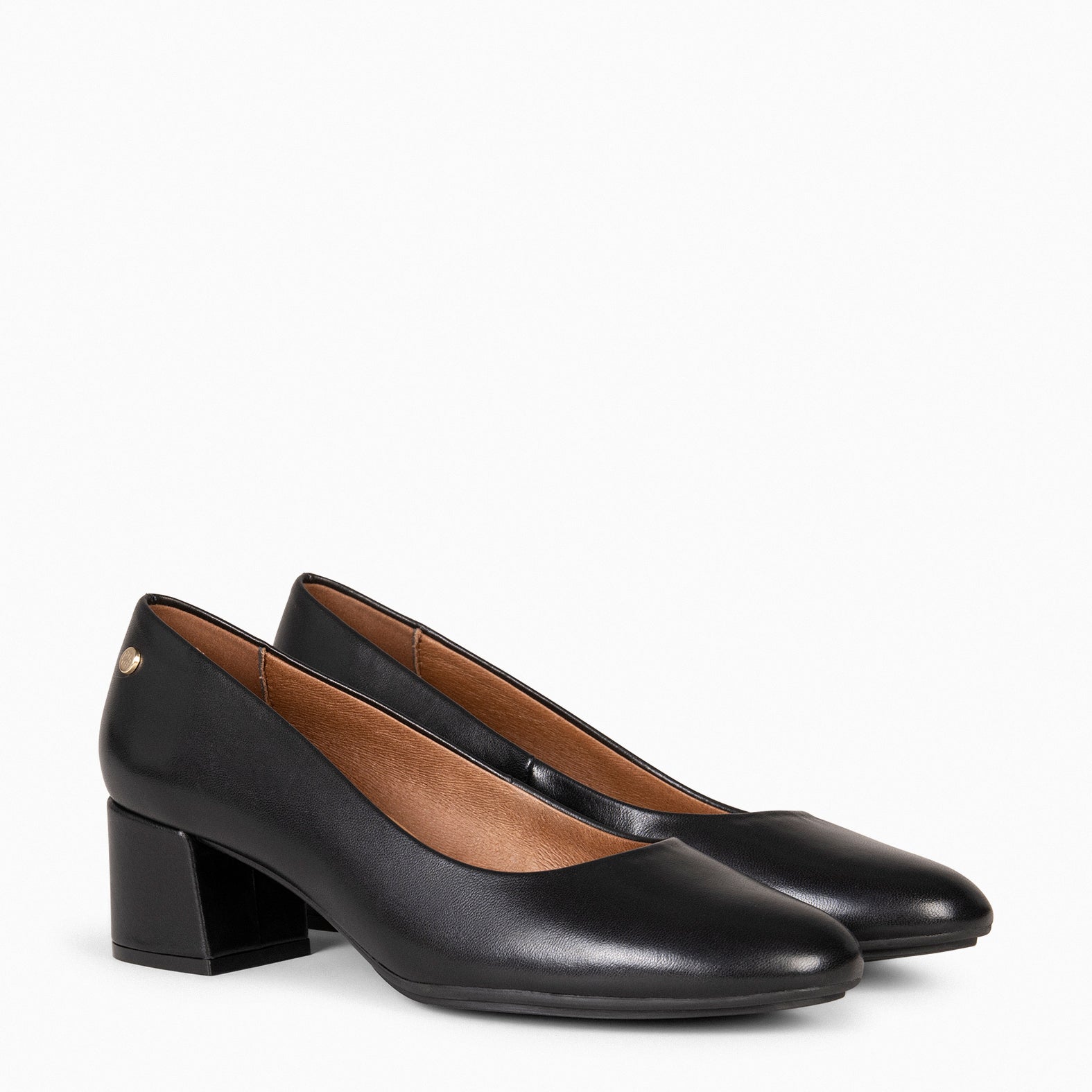 URBAN ROUND – BLACK nappa leather low heels