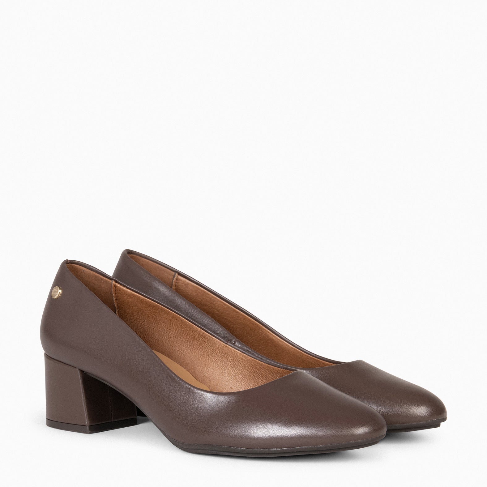 URBAN ROUND – BROWN nappa leather low heels