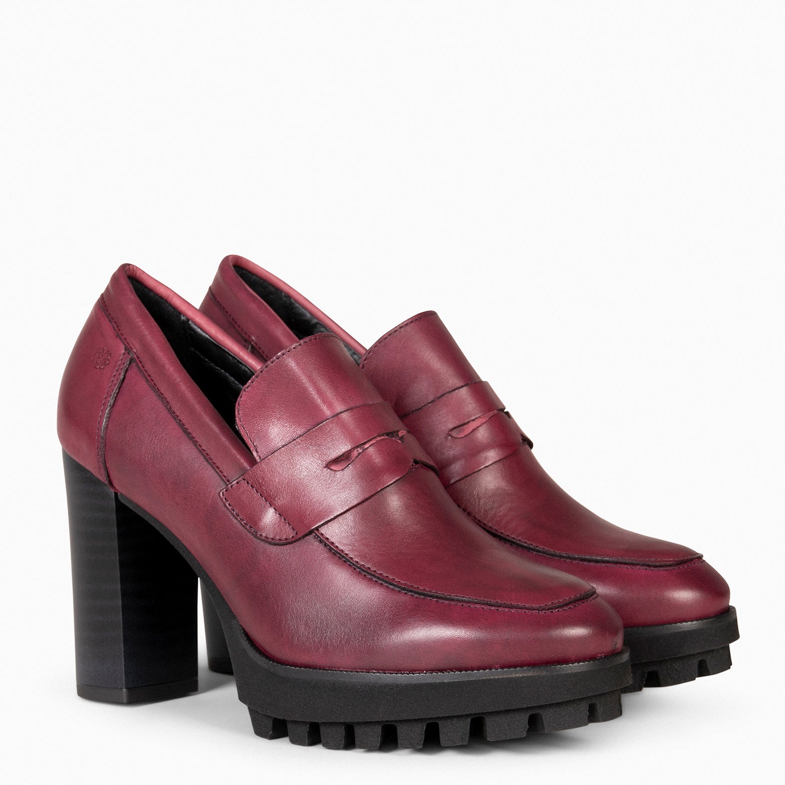 TREND – BURGUNDY high heel moccasin with platform