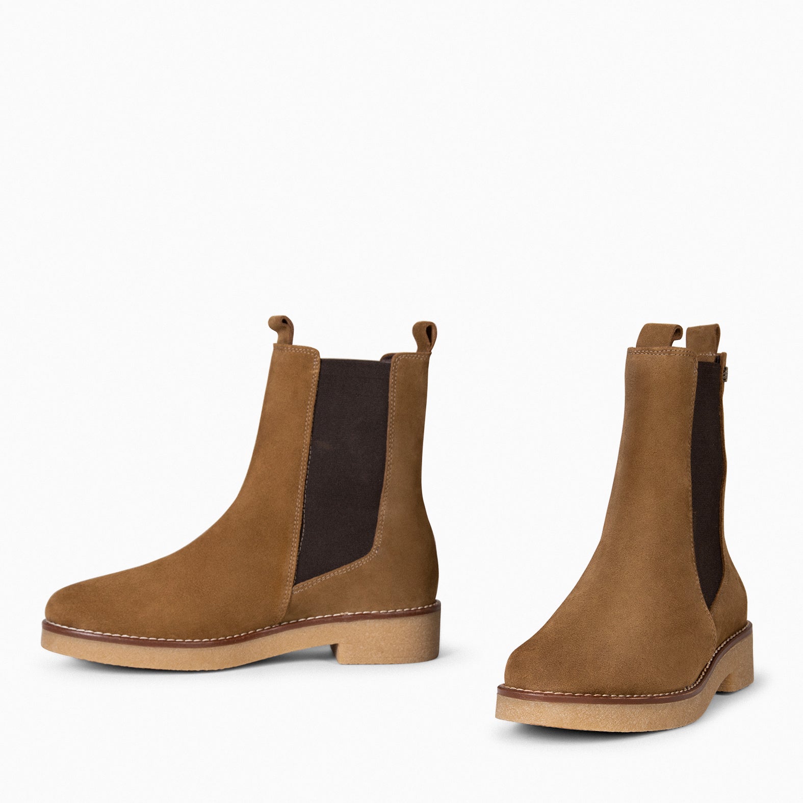 PORTLAND - Bottines Chelsea en daim hydrofuge CAMEL