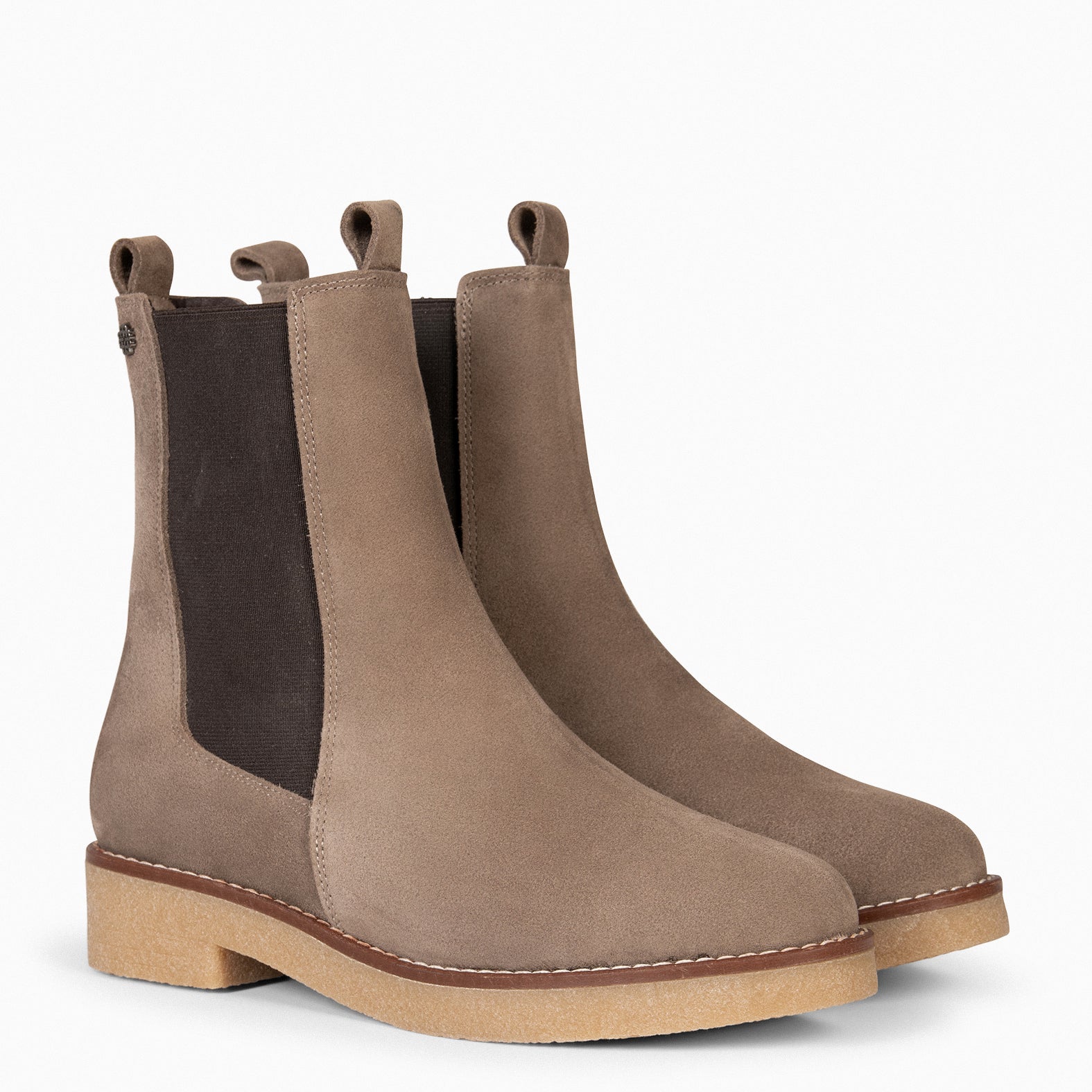 PORTLAND - Bottines Chelsea en daim hydrofuge TAUPE