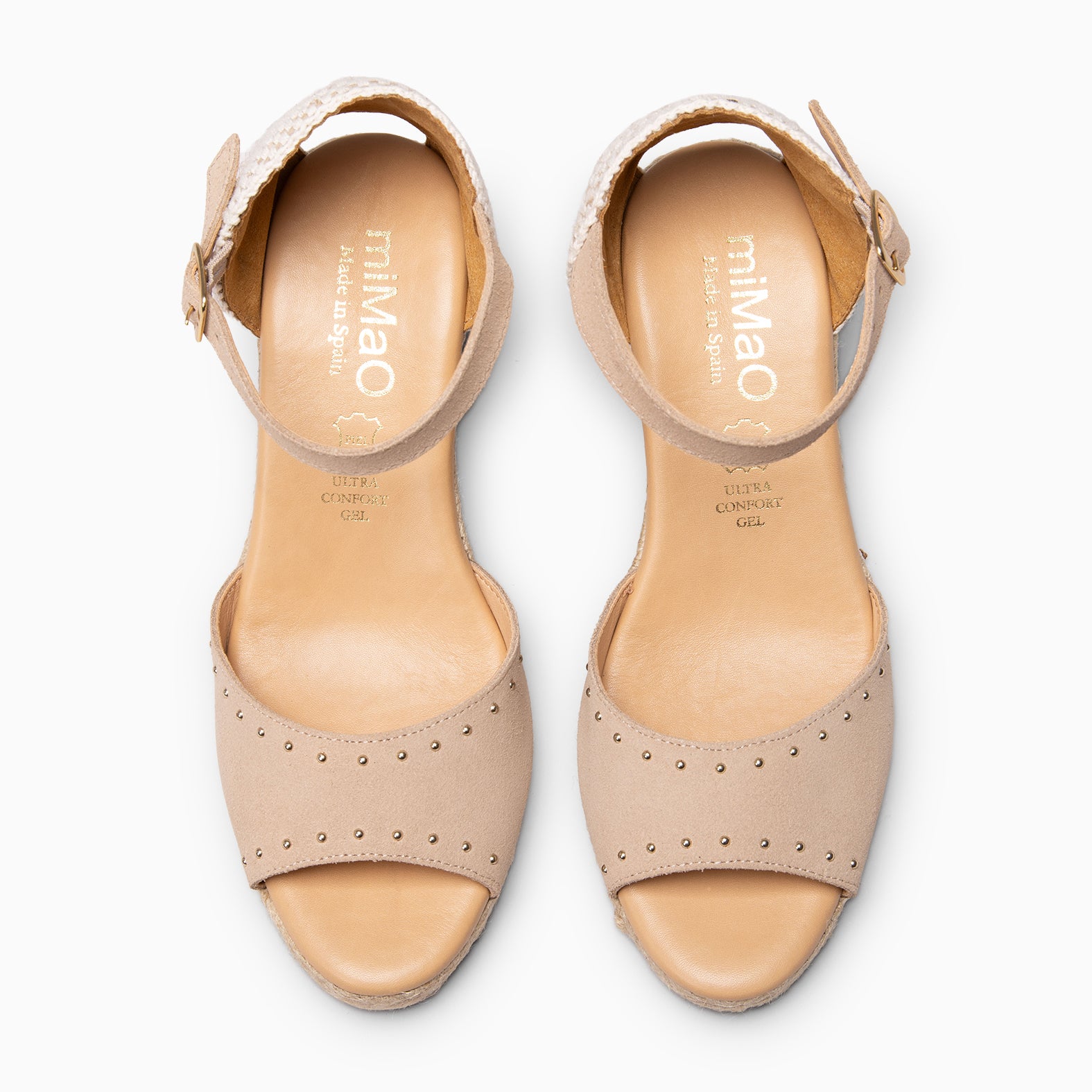 SAONA - Cuñas de esparto peep toe BEIGE