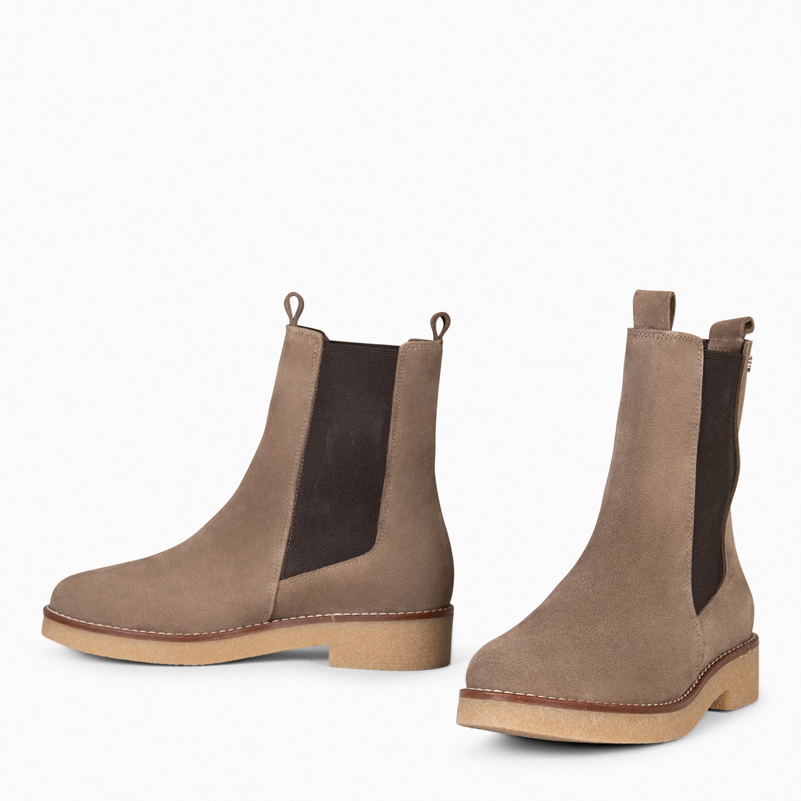 PORTLAND - Bottines Chelsea en daim hydrofuge TAUPE