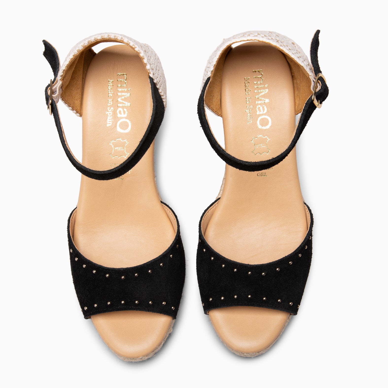 SAONA - Cuñas de esparto peep toe NEGRO