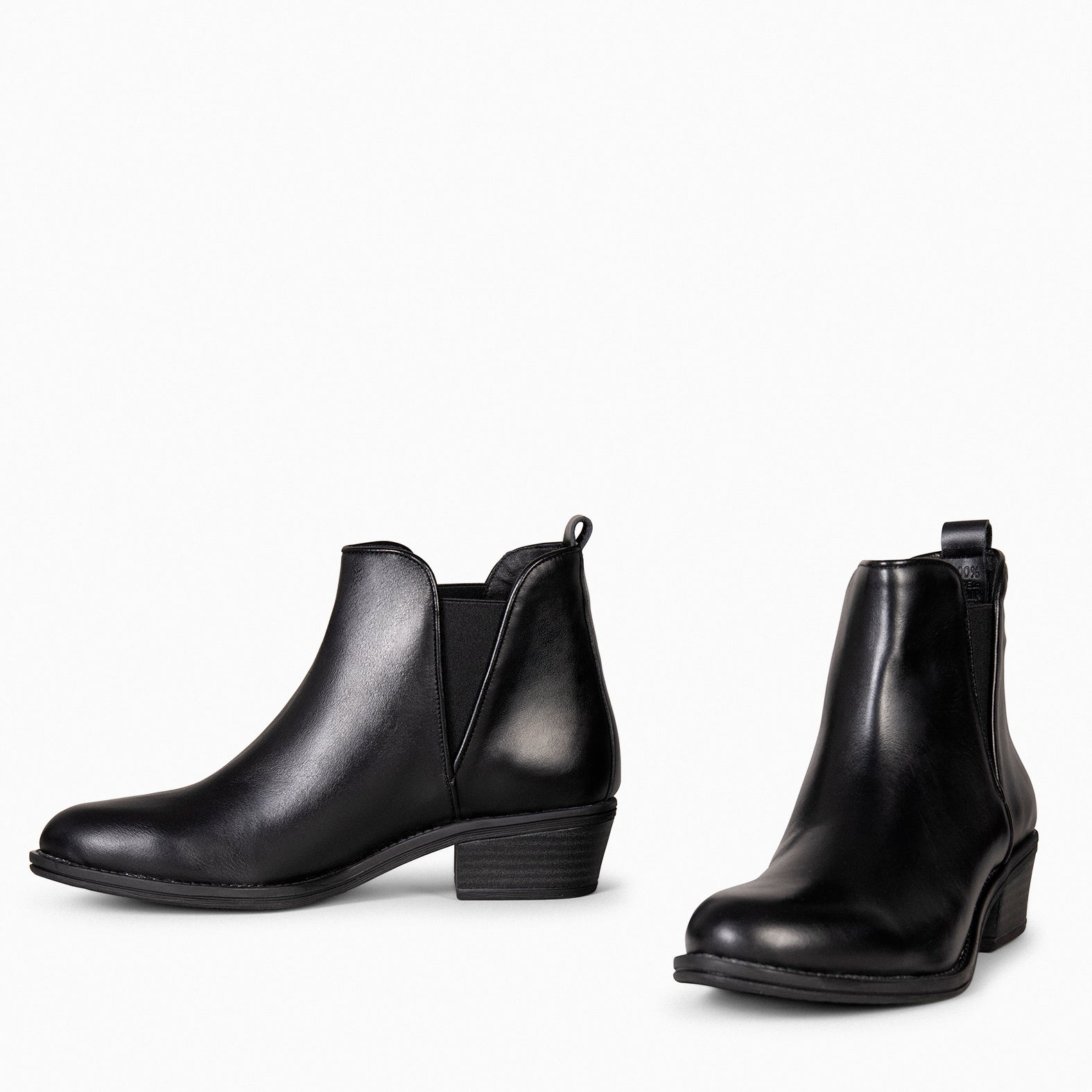 BASIC – Bottines à petit talon en cuir NOIR