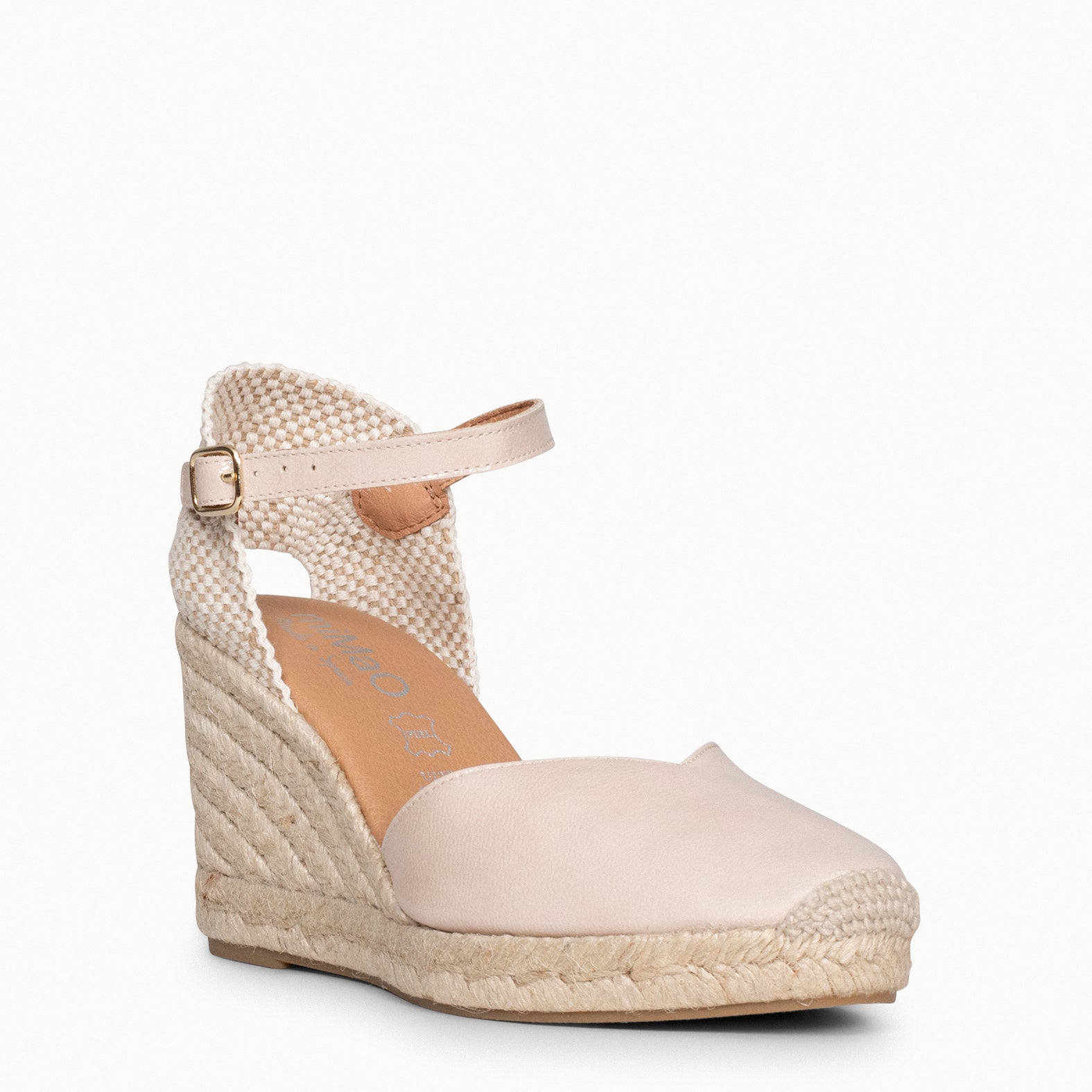 NERJA CHAROL - Espadrilles à talon haut en cuir vernis BEIGE