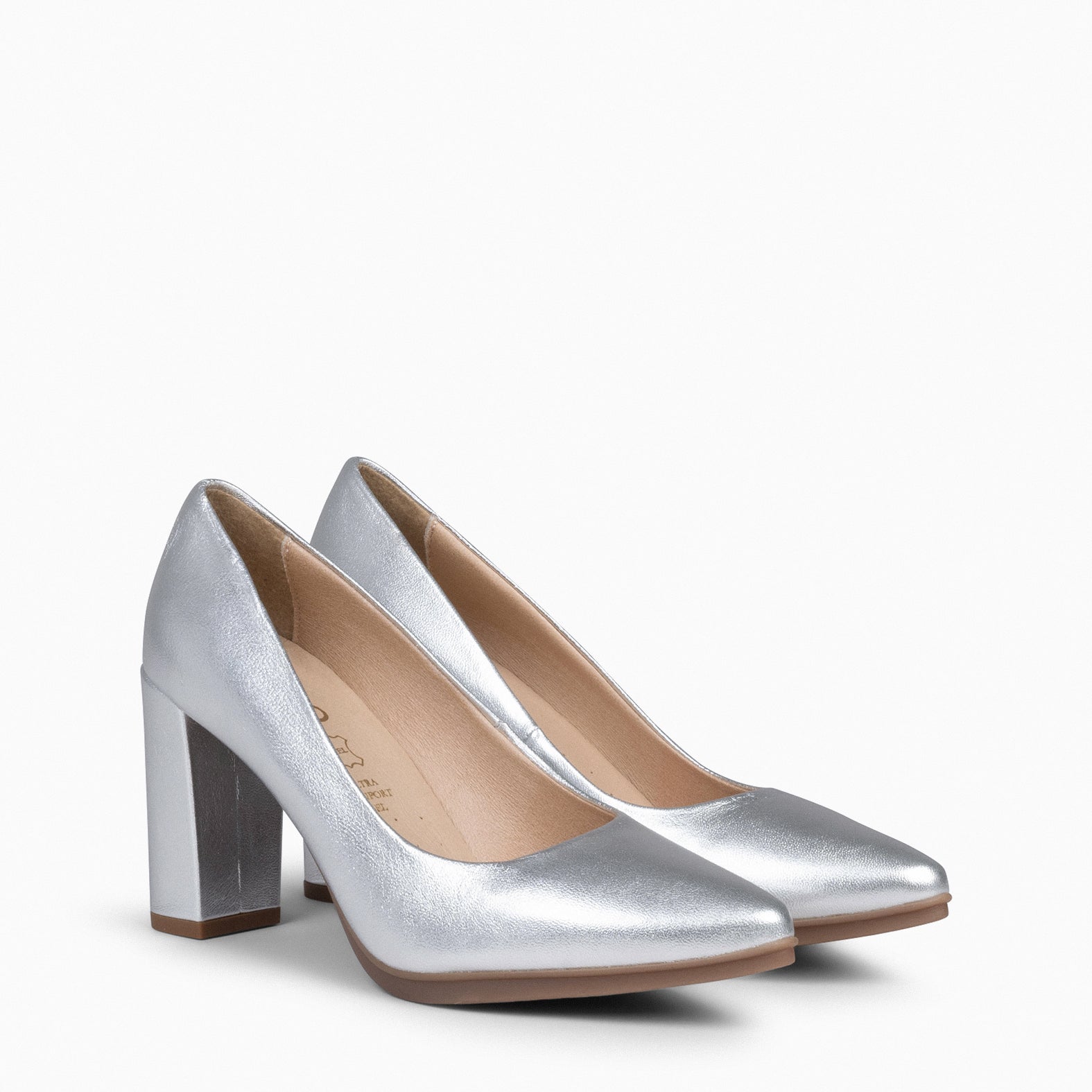 URBAN SPLASH – SILVER metallic leather heels