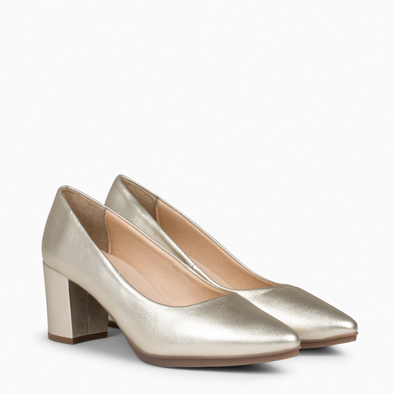 URBAN S SPLASH – GOLDEN metallic leather mid heels