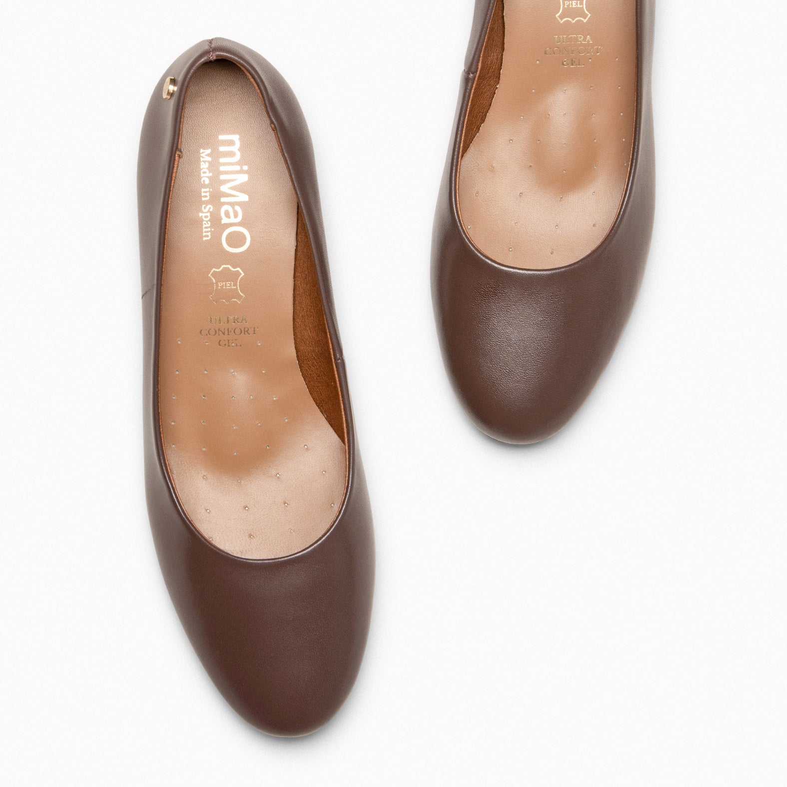 URBAN ROUND – BROWN nappa leather low heels