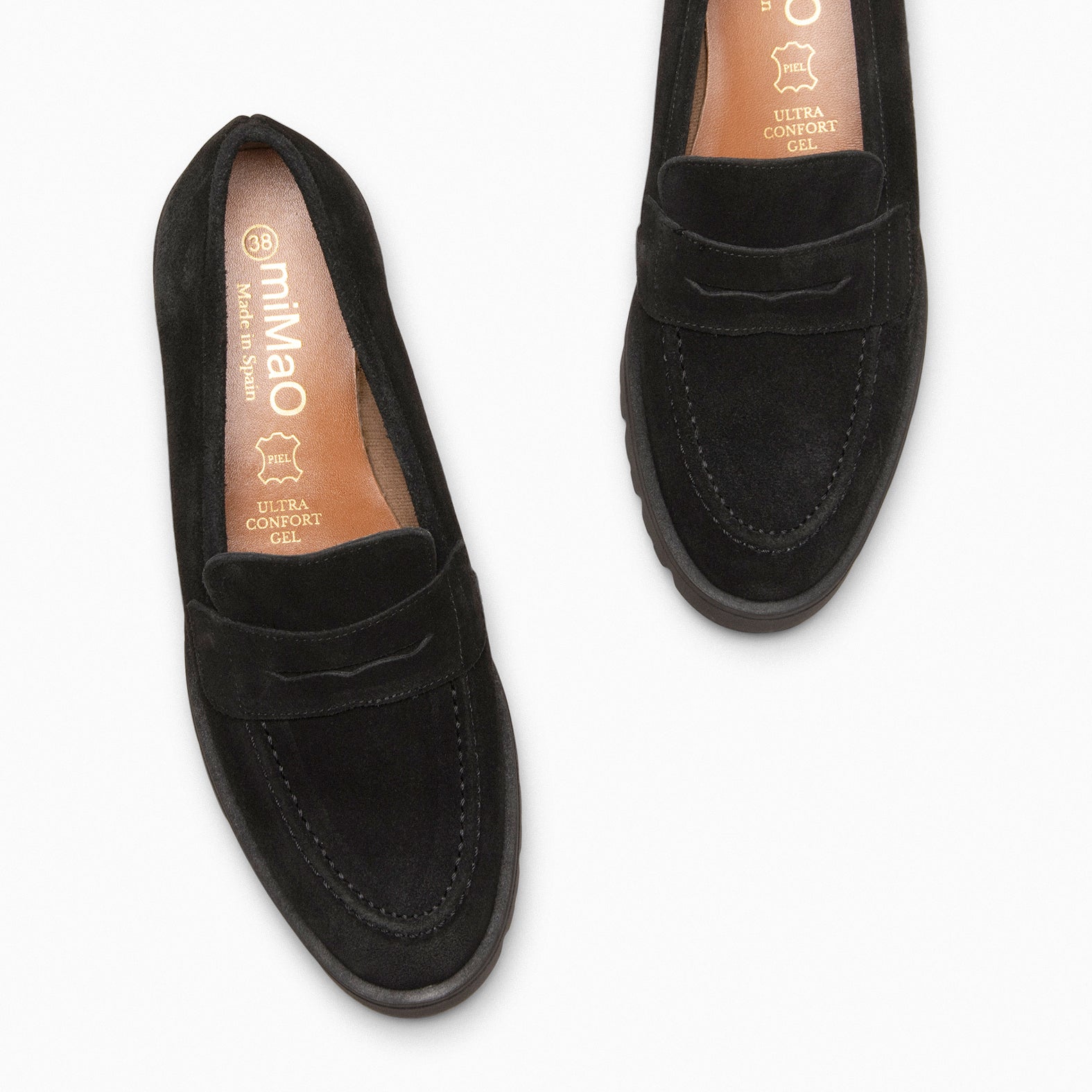 DAFNE - Mocasines de cuña de piel NEGRO