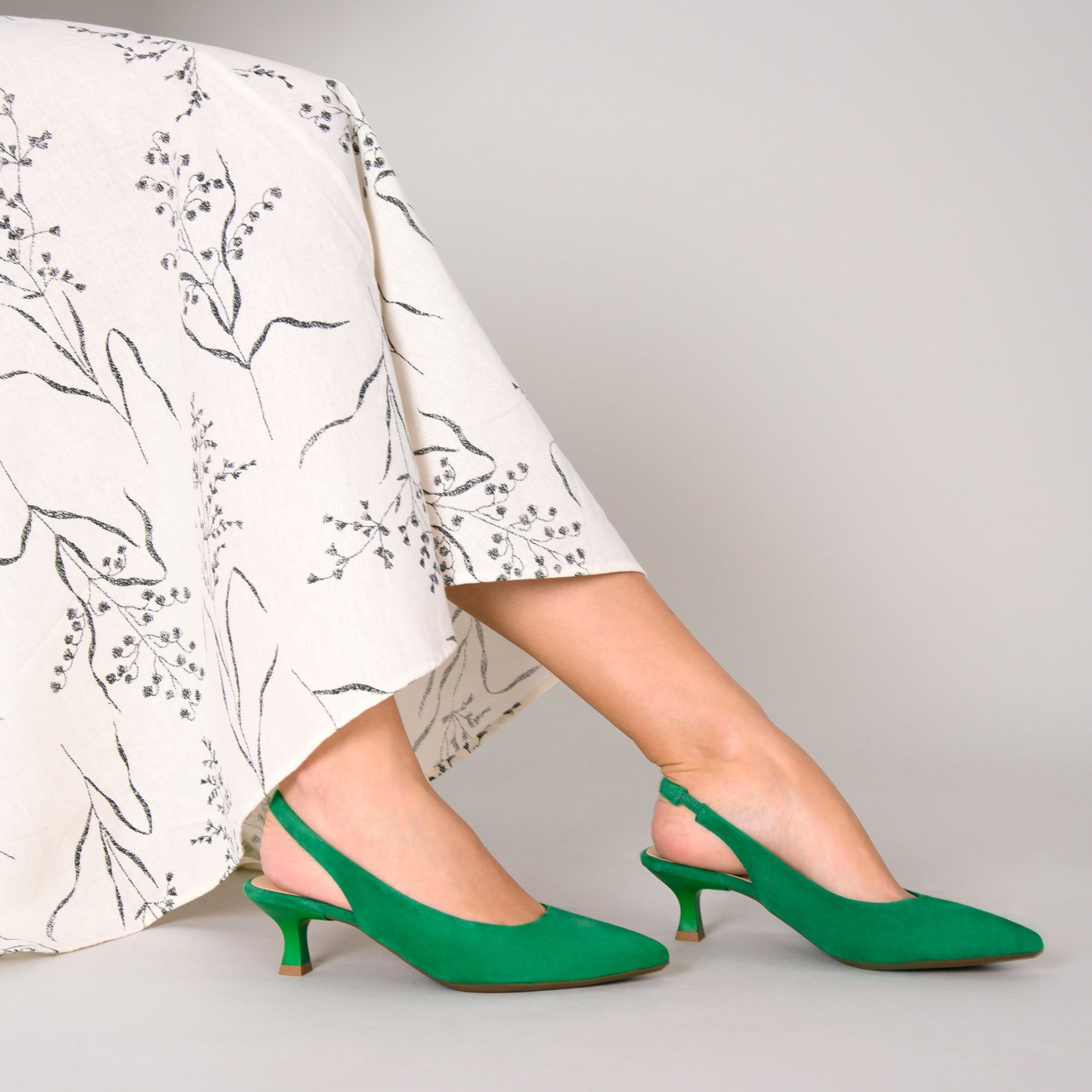 KITTEN – GREEN low heel slingback