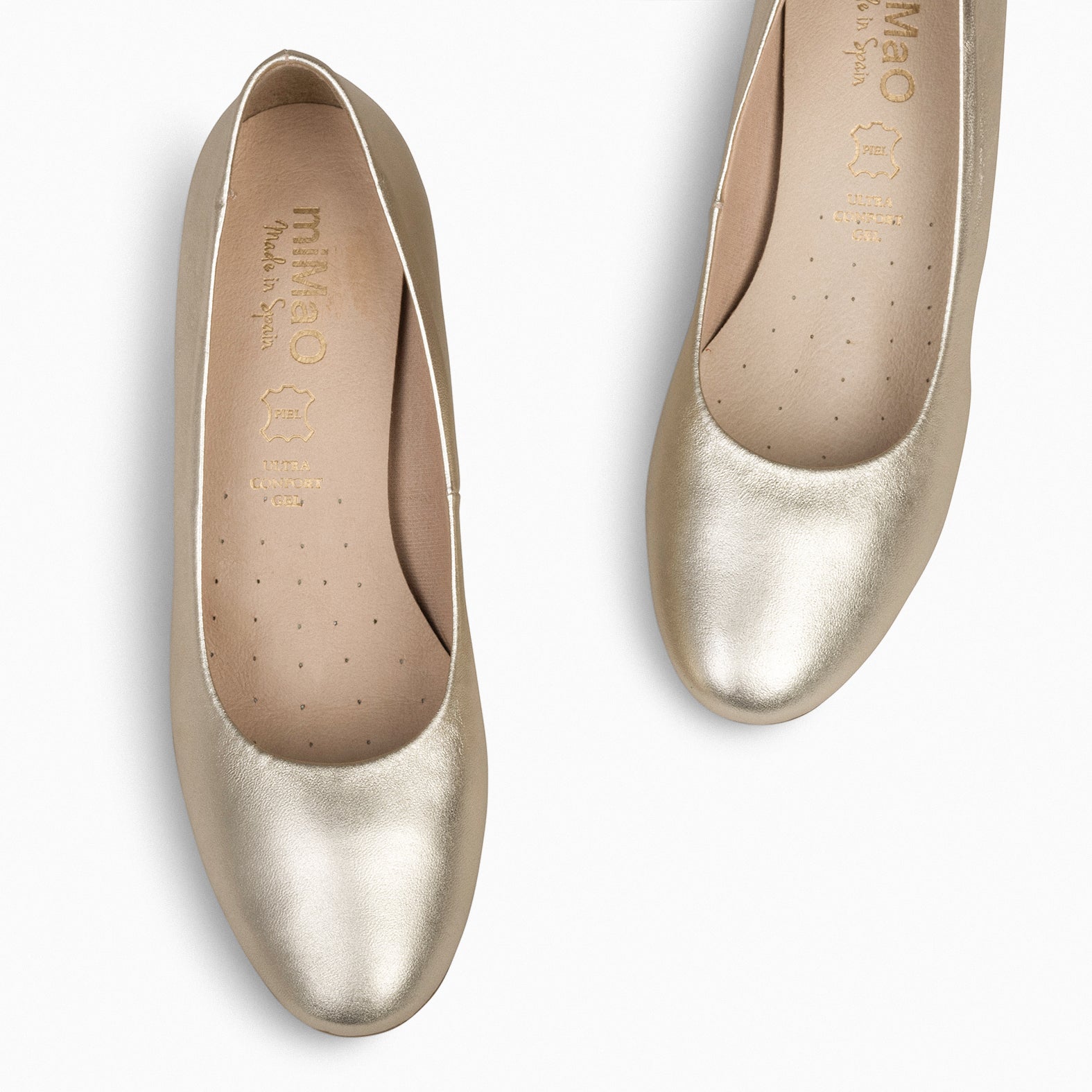 URBAN ROUND SPLASH – GOLDEN metallic nappa leather low heels