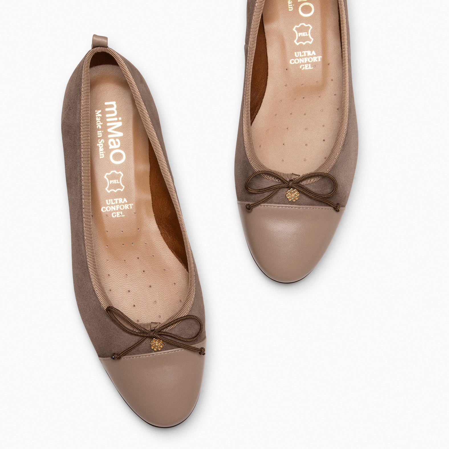 NICOLLE – TAUPE ballerina with black toe