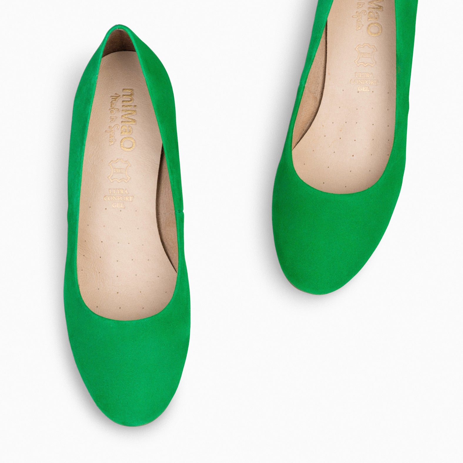URBAN ROUND – GREEN suede leather low heels
