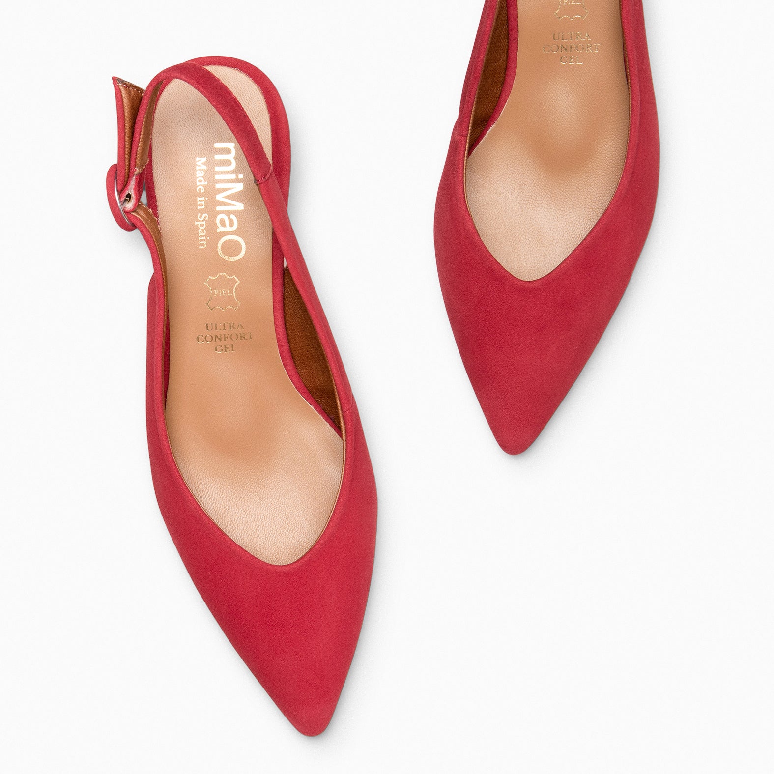 CARMEN – Slingbacks à petit talon kitten ROUGE