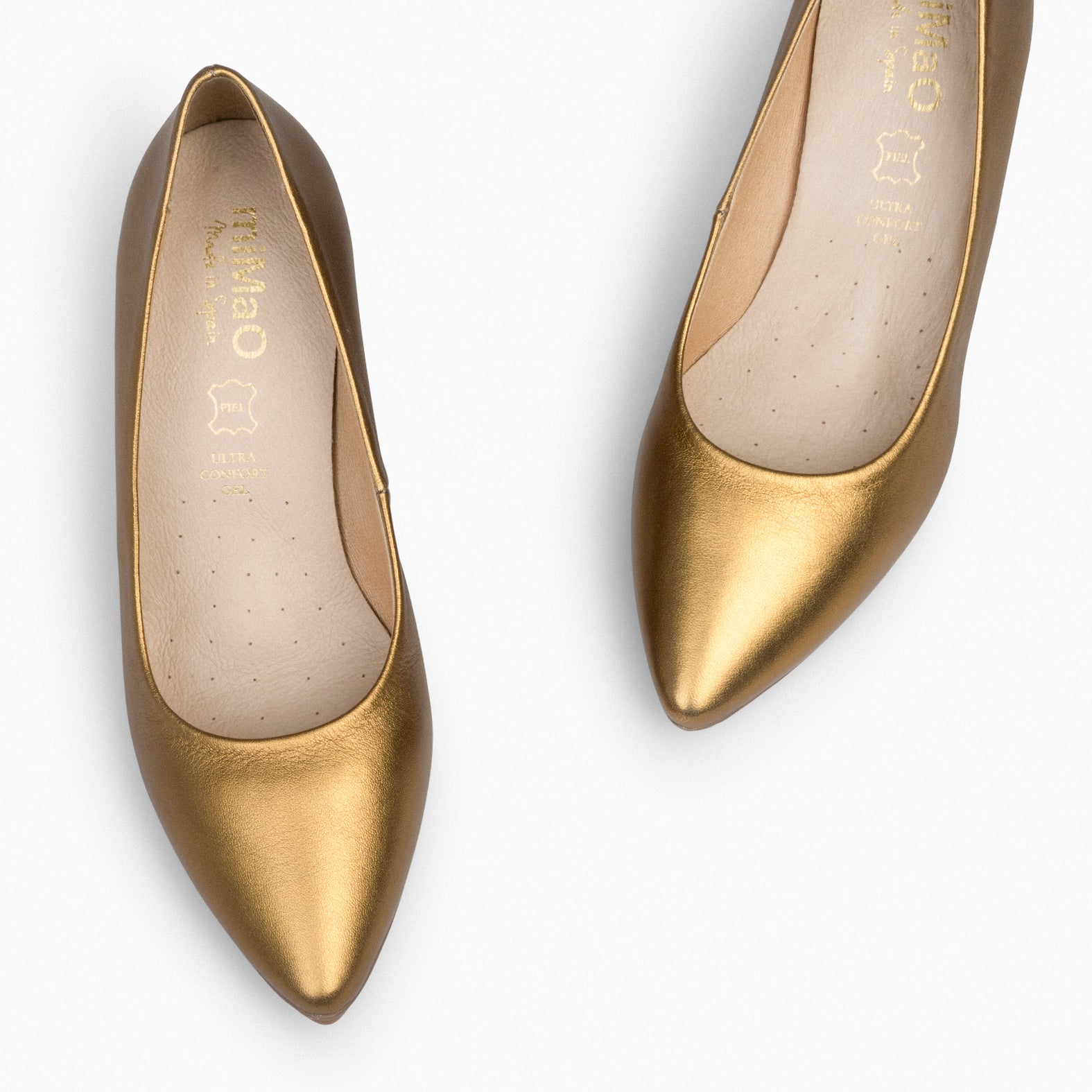 URBAN S SPLASH – BRONZE metallic leather mid heels