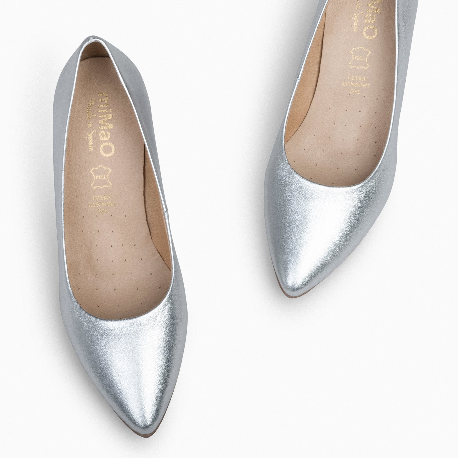 URBAN S SPLASH – SILVER metallic leather mid heels