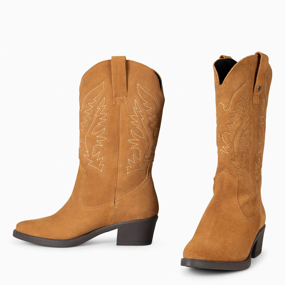 UTAH - Botas Cowboy bordado CAMEL | miMaO