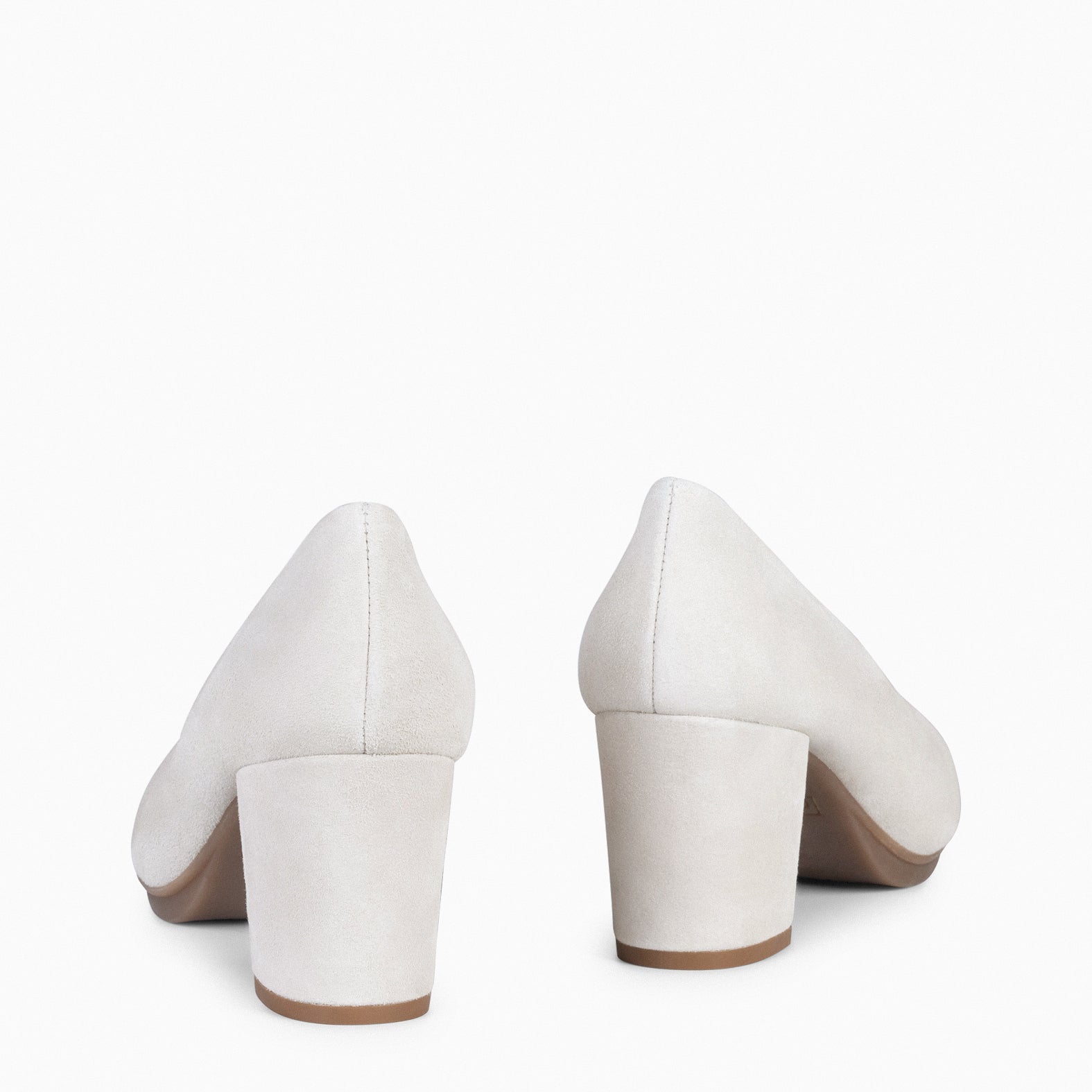 URBAN S - WHITE SUEDE MID-HEELED SHOES