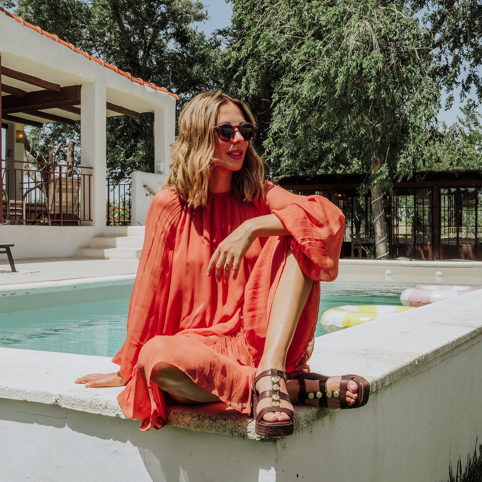 DANAE - Sandales à plateforme en jute et cuir MARRON
