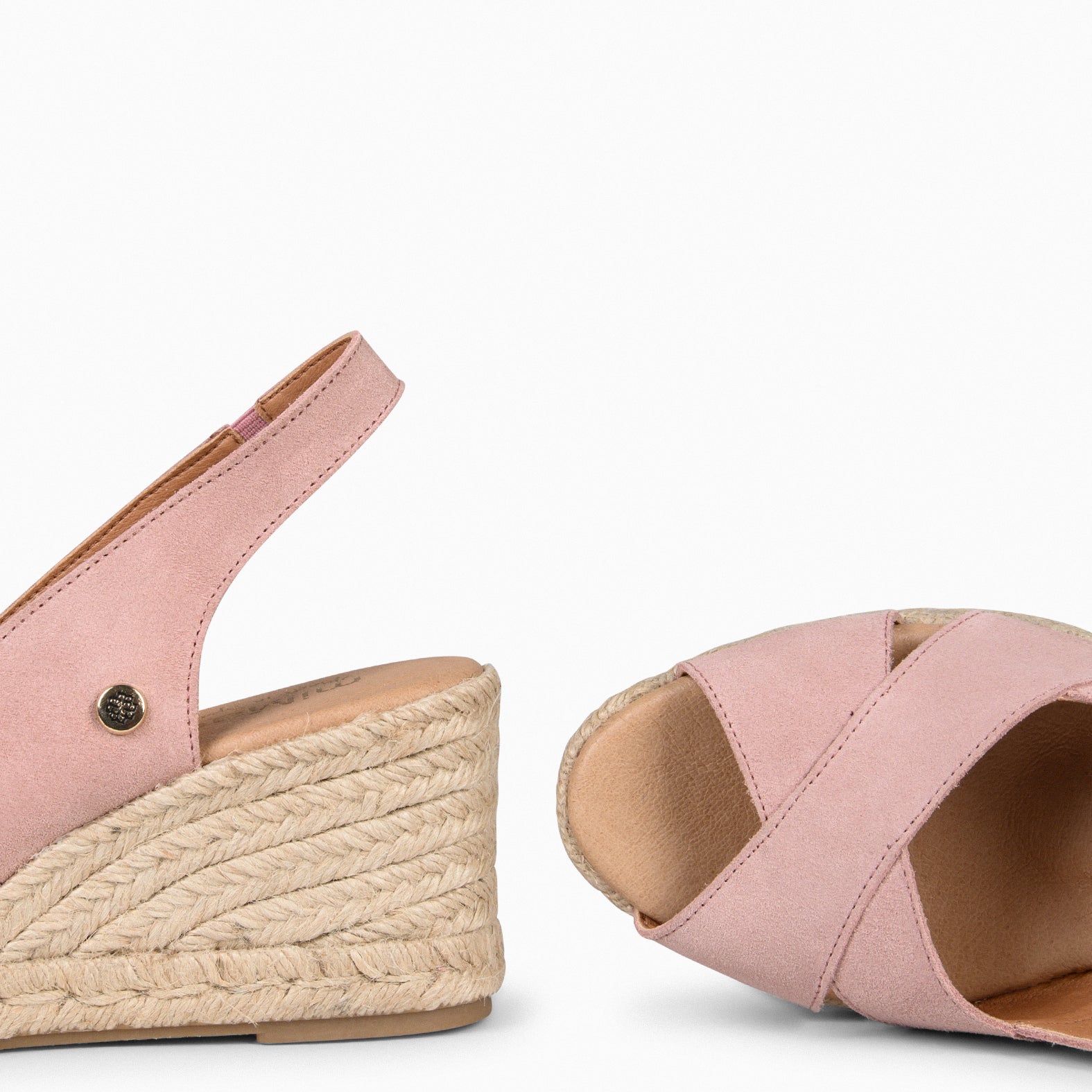 ATTICA - Espadrilles compensées daim ROSE