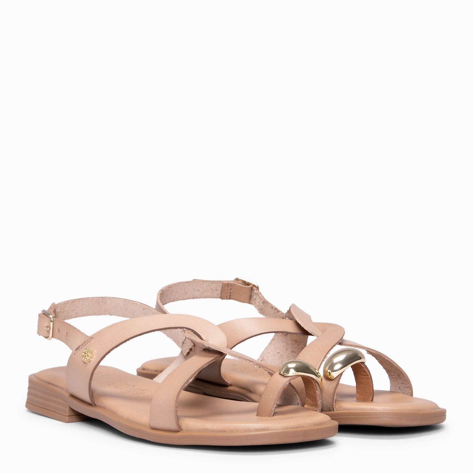HELIA - Sandalias planas de piel TAUPE