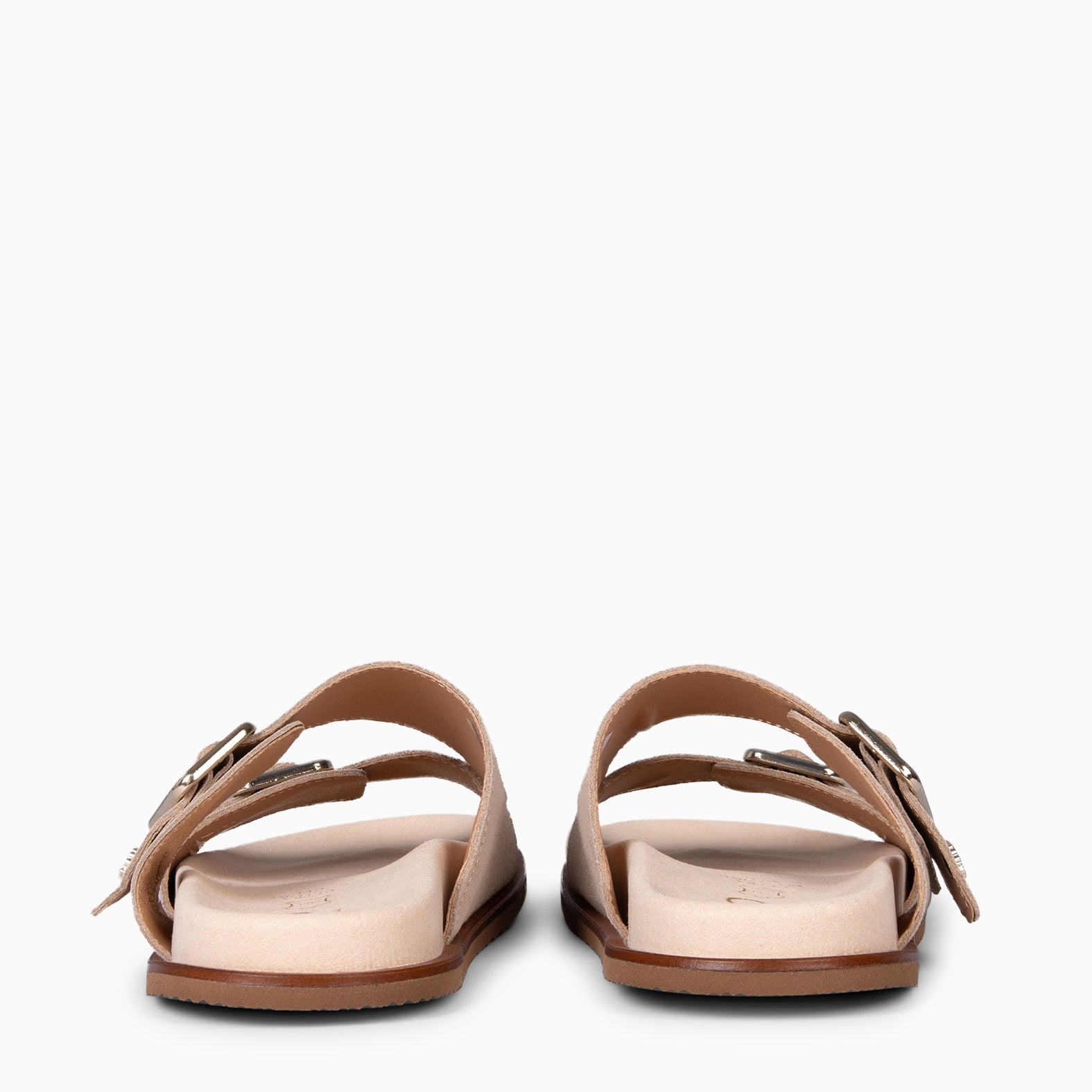 FRIDA - Suede slide sandals BEIGE
