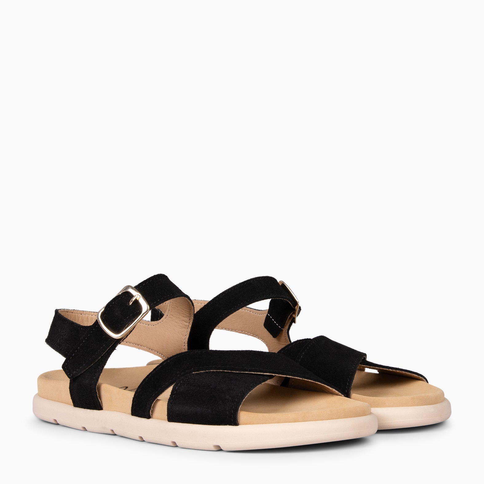 BRISA - Sandalias Baresoft de ante NEGRO