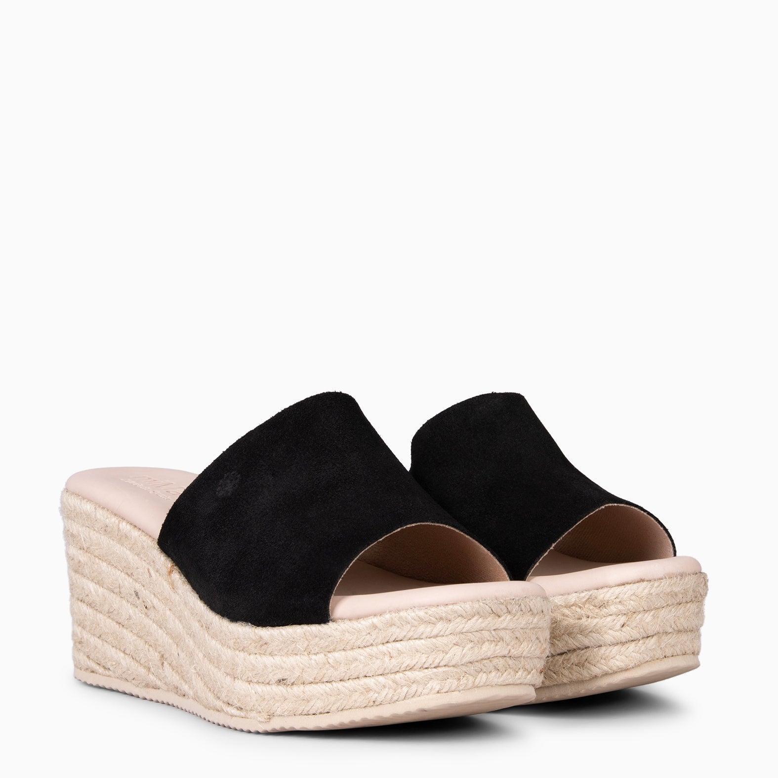 MAIRA - Cuñas con plataforma de esparto NEGRO