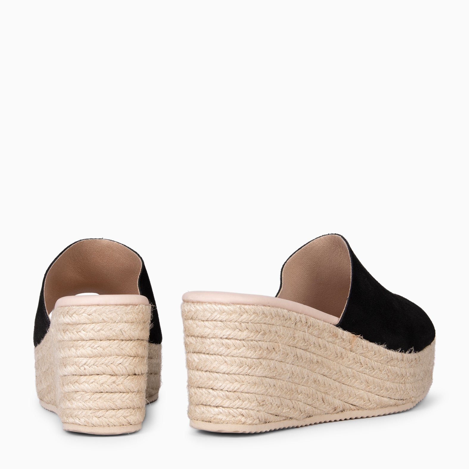 MAIRA - BLACK Wedge platform espadrilles